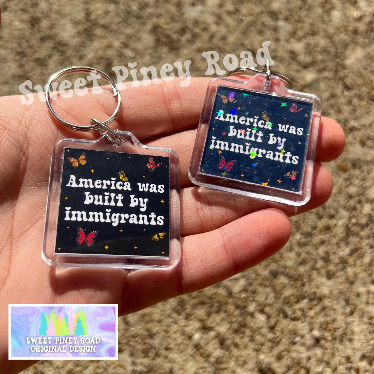 America Built By Immigrants Keychain, Abolish ICE Political Bag Charm, Anti Trump Protest Bag Tag, FDT Gift For Democrat Acrylic Key Chains