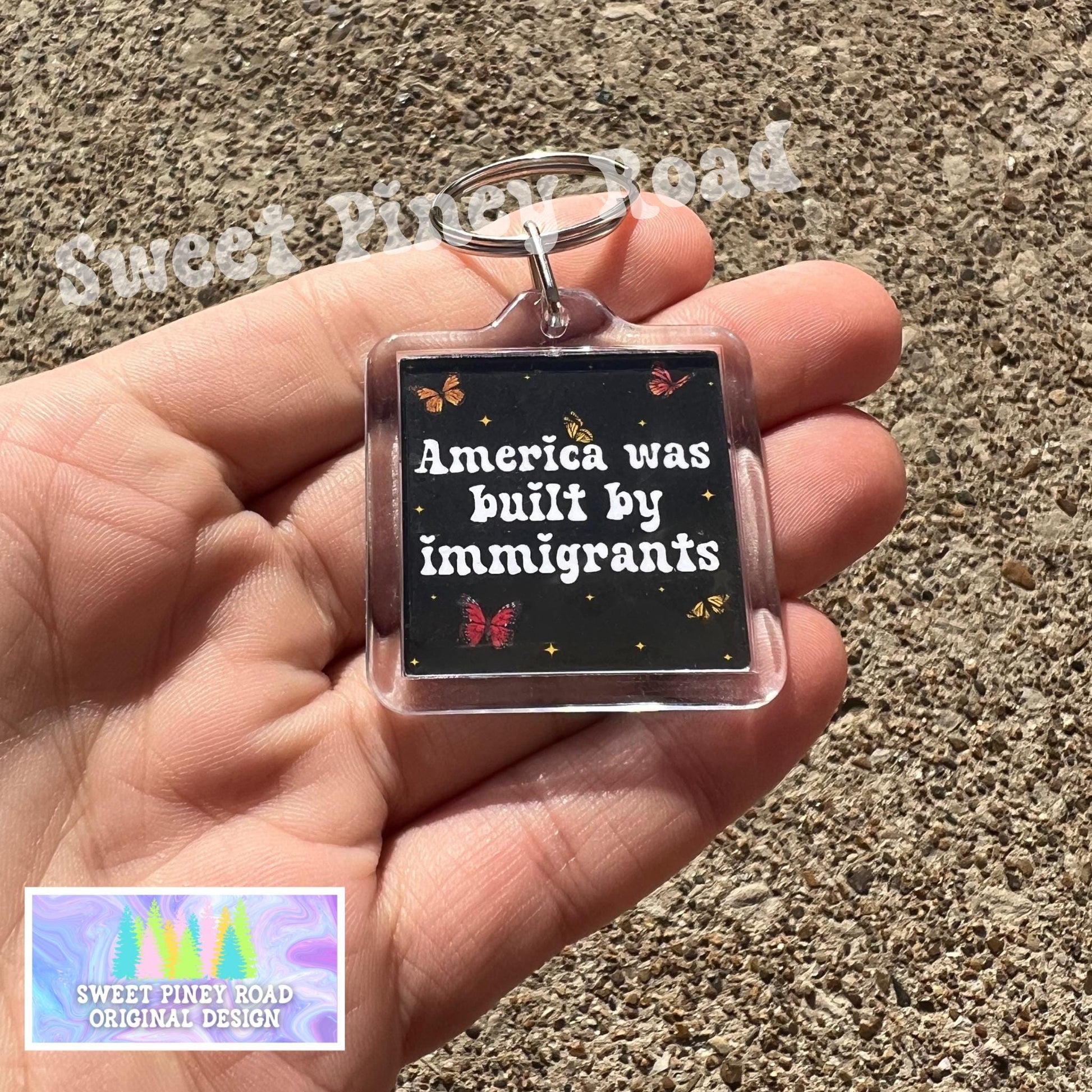 America Built By Immigrants Keychain, Abolish ICE Political Bag Charm, Anti Trump Protest Bag Tag, FDT Gift For Democrat Acrylic Key Chains