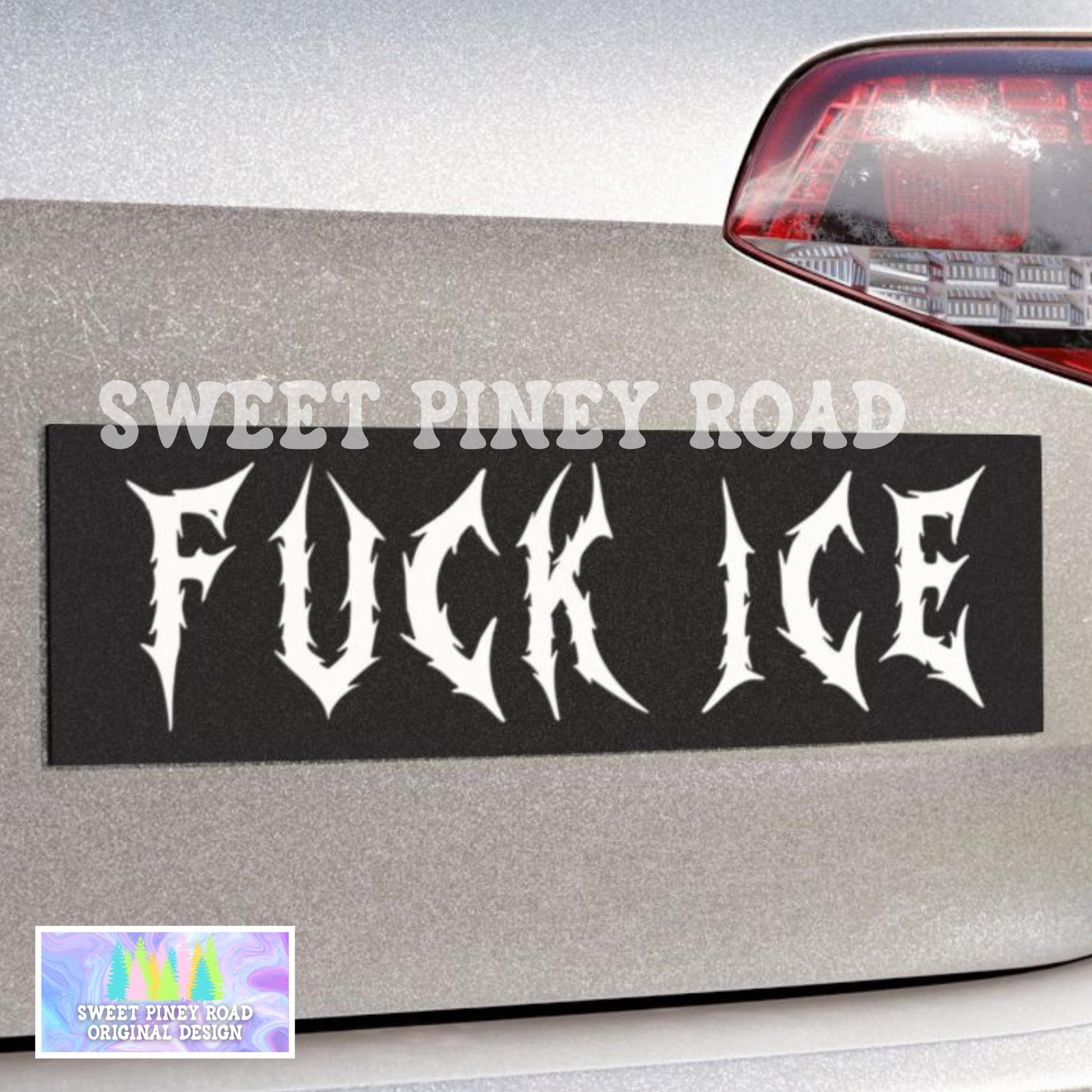 F*ck ICE Metalcore Car Magnet, Alternative Goth Abolish ICE Bumper Sticker, Gothic Font, Deathcore Hardcore FDT, Anti Trump Pro Immigration