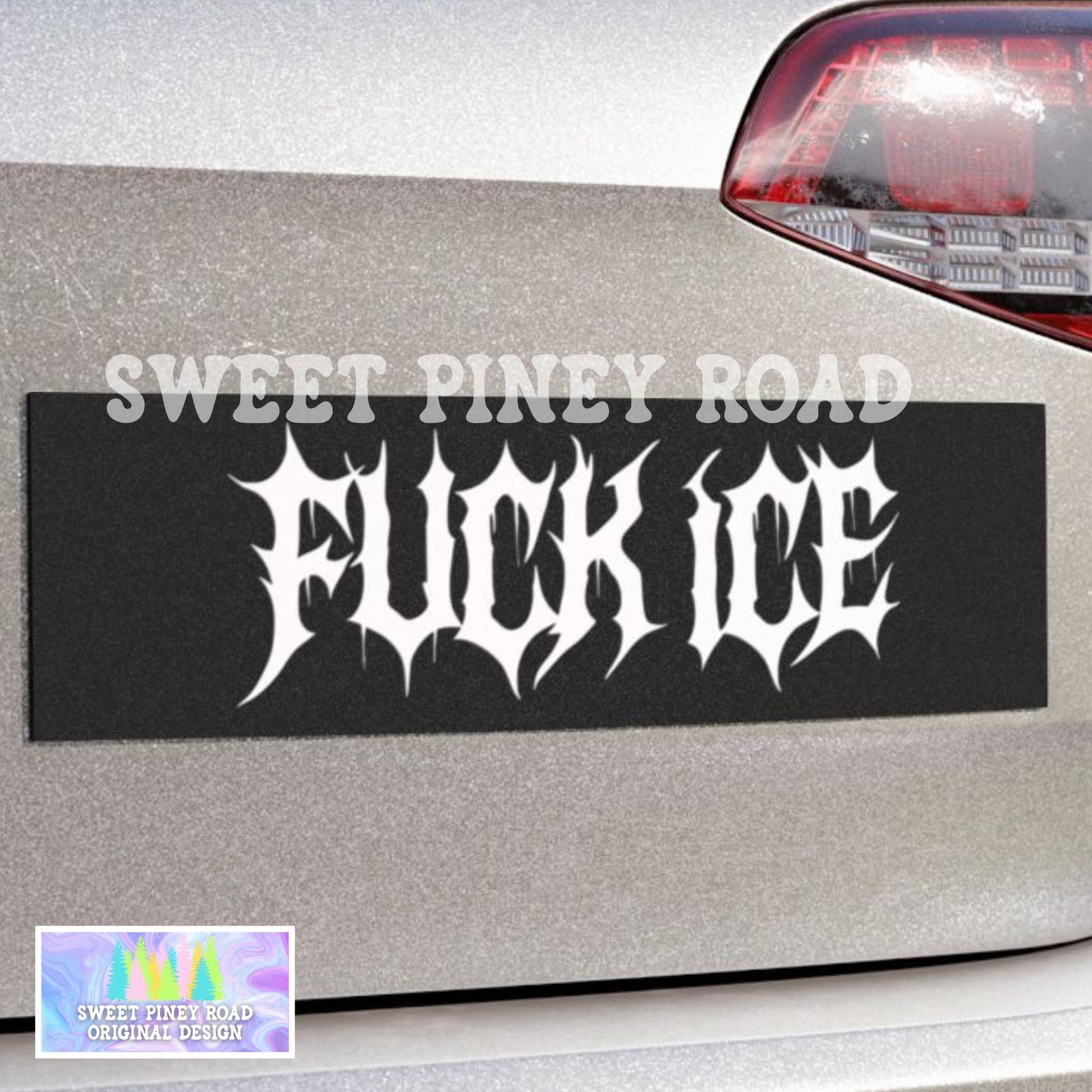 F*ck ICE Metalcore Car Magnet, Alternative Goth Abolish ICE Bumper Sticker, Gothic Font, Deathcore Hardcore FDT, Anti Trump Pro Immigration