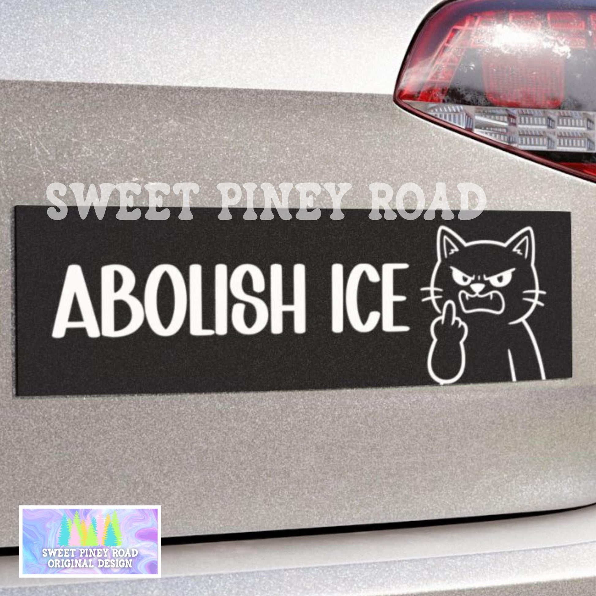 Abolish ICE Car Magnet, Funny Anti ICE Bumper Sticker, Cute Cat Protest Decal, Anti Trump Middle Finger Kitty FDT, Chinga La Migra