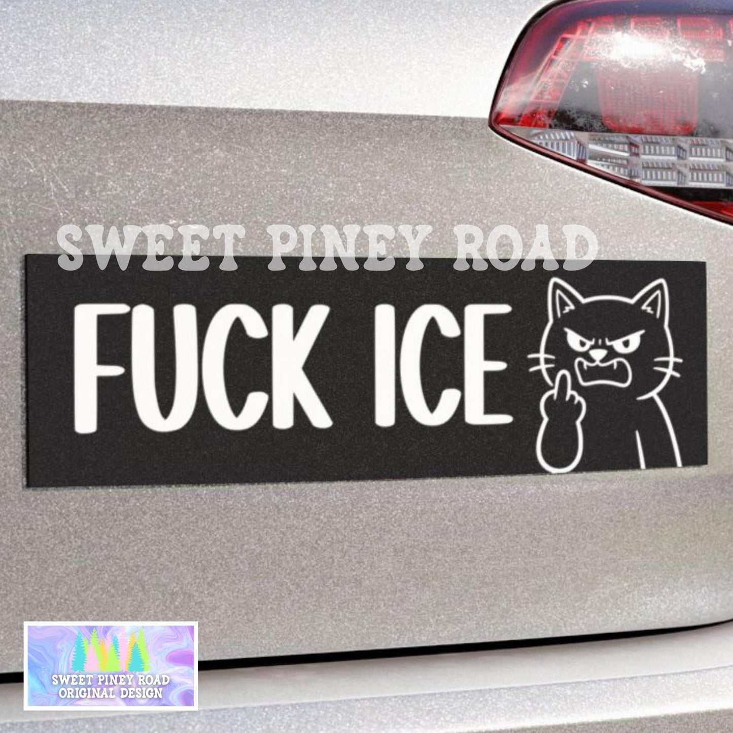 F*ck ICE Car Magnet, Funny Abolish ICE Bumper Sticker, Cute Cat Protest Decal, Anti Trump Middle Finger Kitty FDT, Political Chinga La Migra