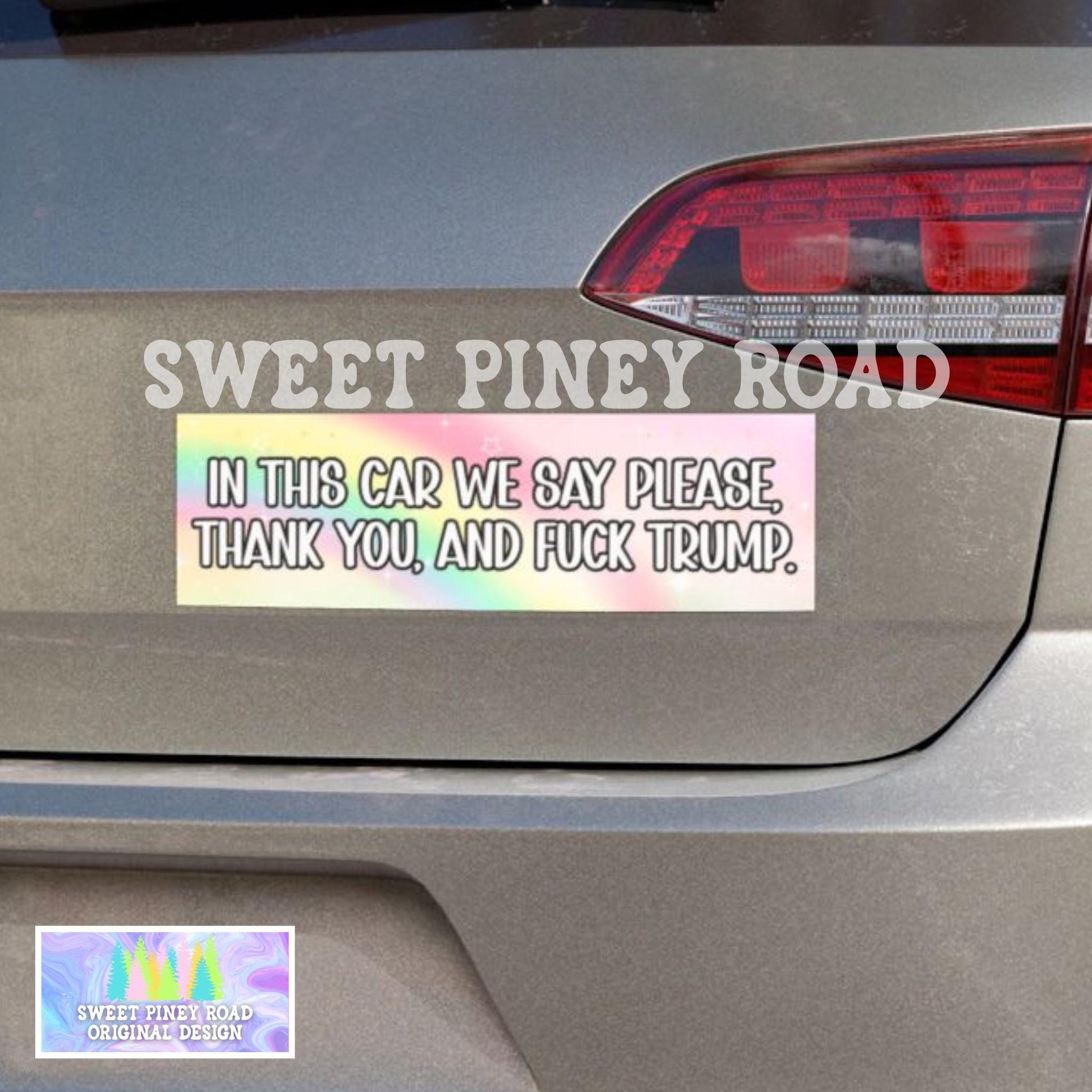 FDT Car Magnet, F*ck Trump Bumper Sticker, Pastel Themed Feminist Activist Decal, Progressive Leftist Liberal