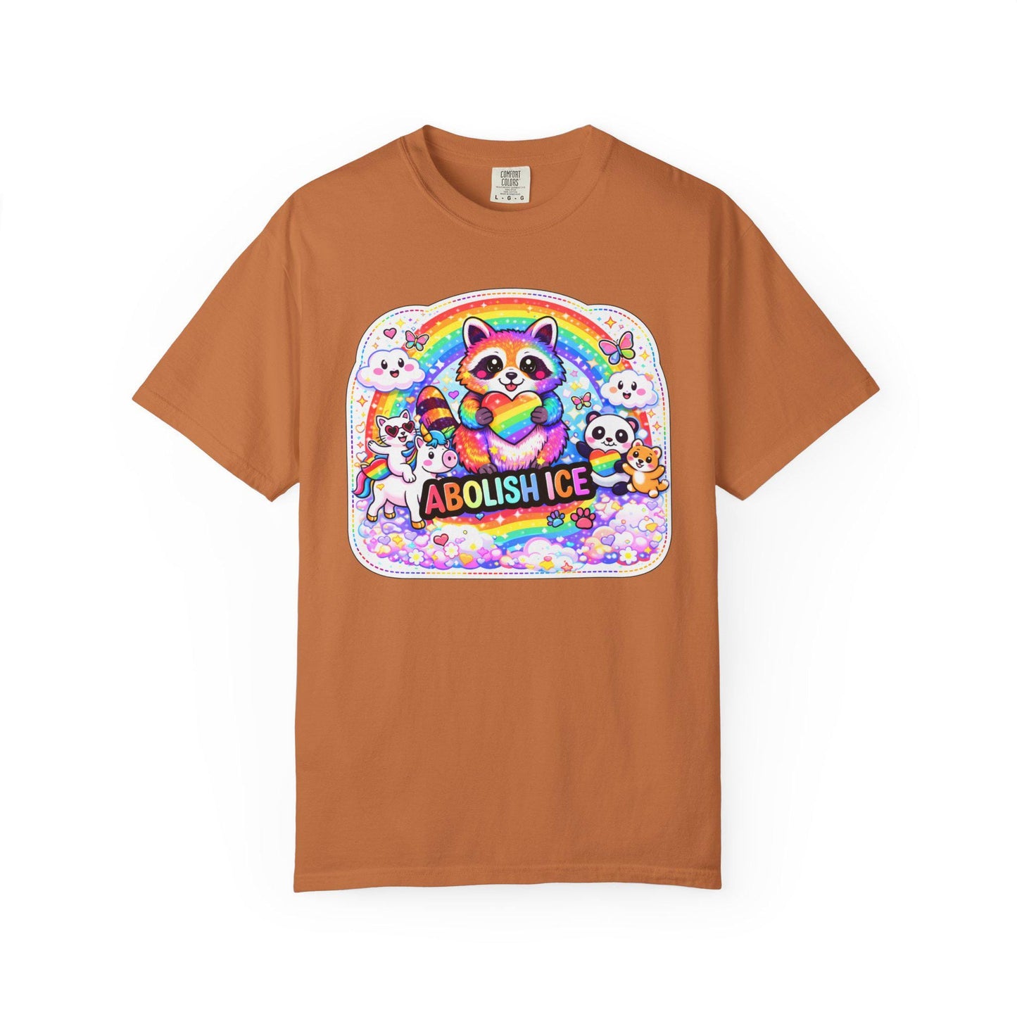 Abolish ICE Shirt, F*ck ICE Raccoon Rainbow Y2k Aesthetic Tshirt, Adorable FDT Protest Feminist T-Shirt, Activism Human Rights Tee