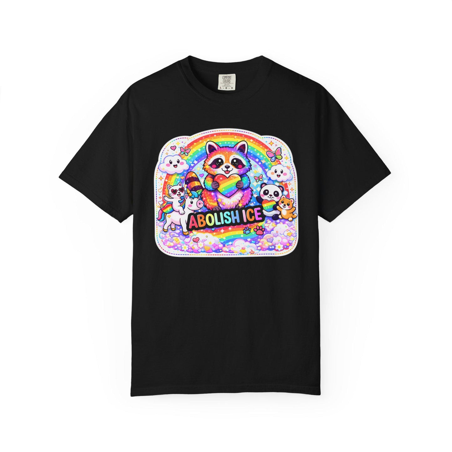Abolish ICE Shirt, F*ck ICE Raccoon Rainbow Y2k Aesthetic Tshirt, Adorable FDT Protest Feminist T-Shirt, Activism Human Rights Tee