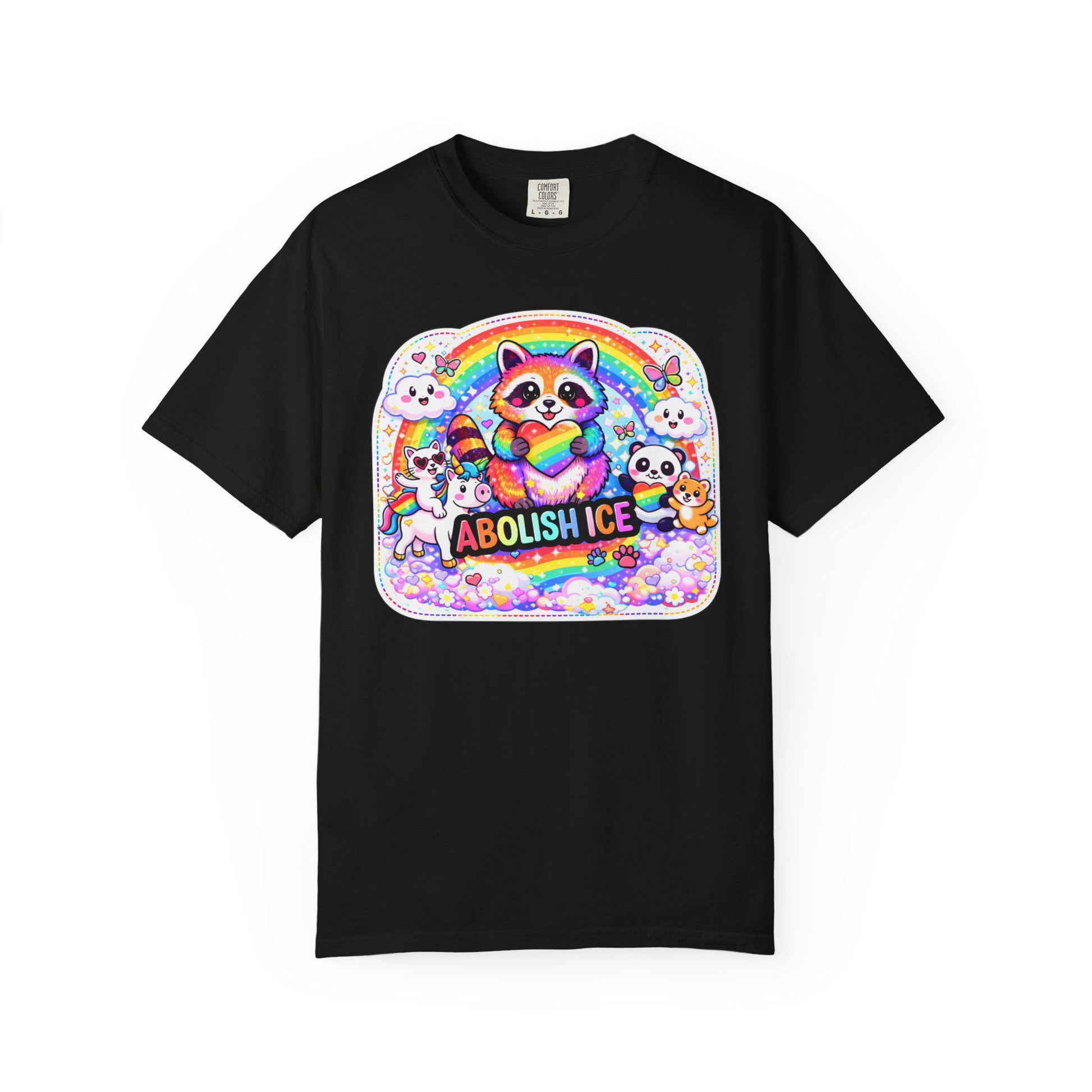 Abolish ICE Shirt, F*ck ICE Raccoon Rainbow Y2k Aesthetic Tshirt, Adorable FDT Protest Feminist T-Shirt, Activism Human Rights Tee