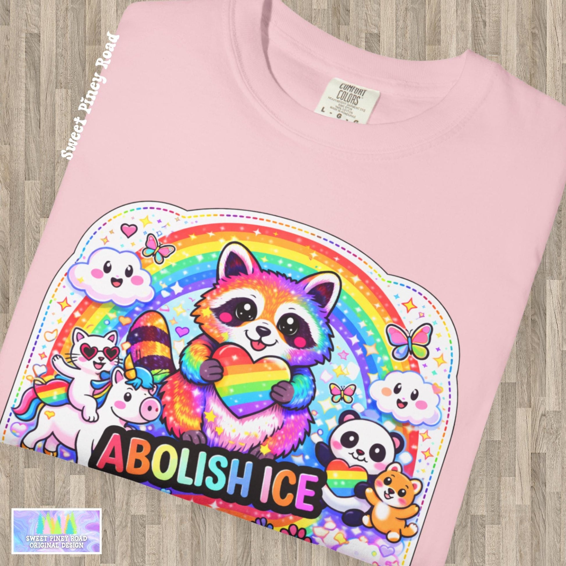 Abolish ICE Shirt, F*ck ICE Raccoon Rainbow Y2k Aesthetic Tshirt, Adorable FDT Protest Feminist T-Shirt, Activism Human Rights Tee