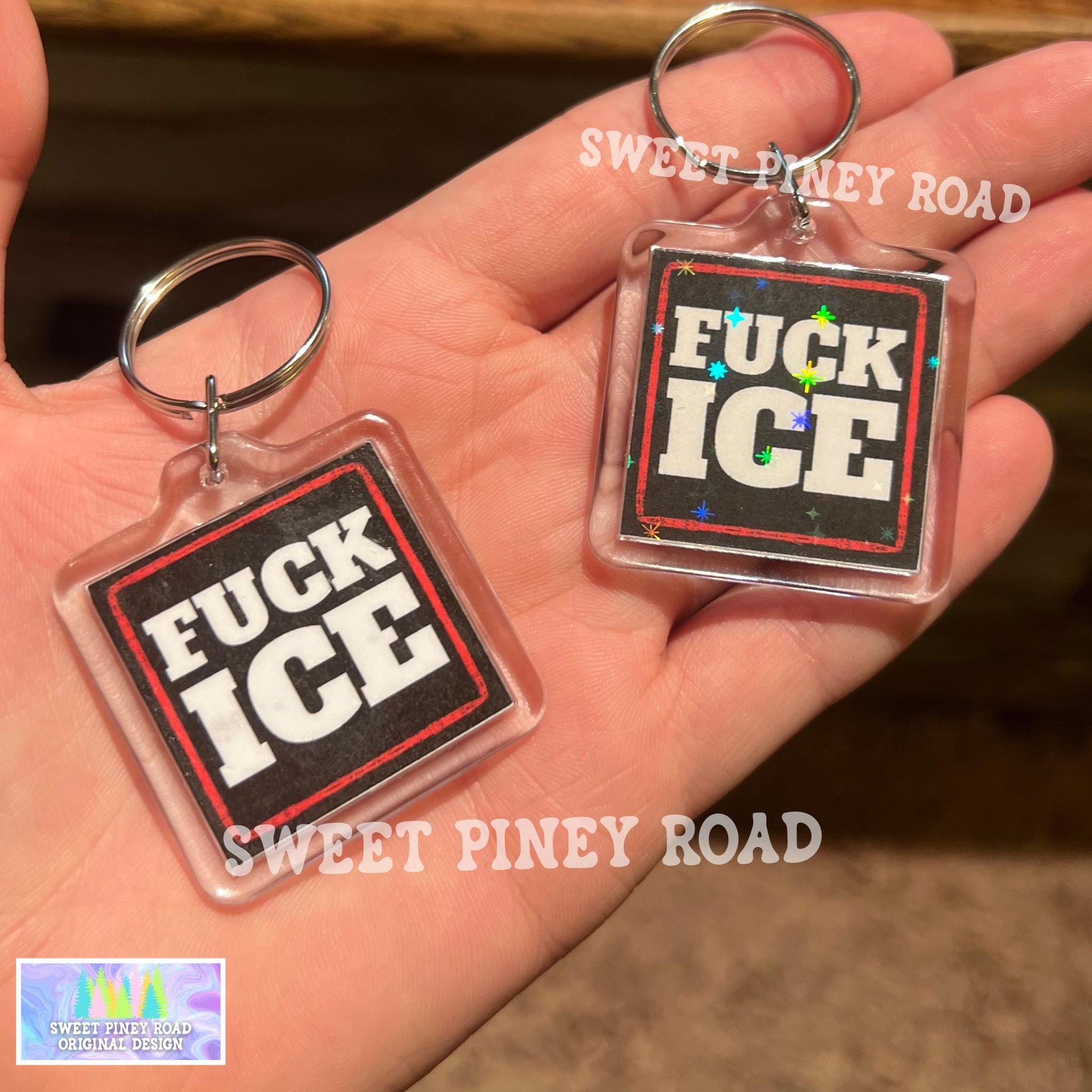 F*ck ICE Keychain, Abolish ICE Political Bag Charm, Chinga La Migra, Anti Trump Protest Bag Tag, FDT Gift For Democrat Acrylic Key Chains
