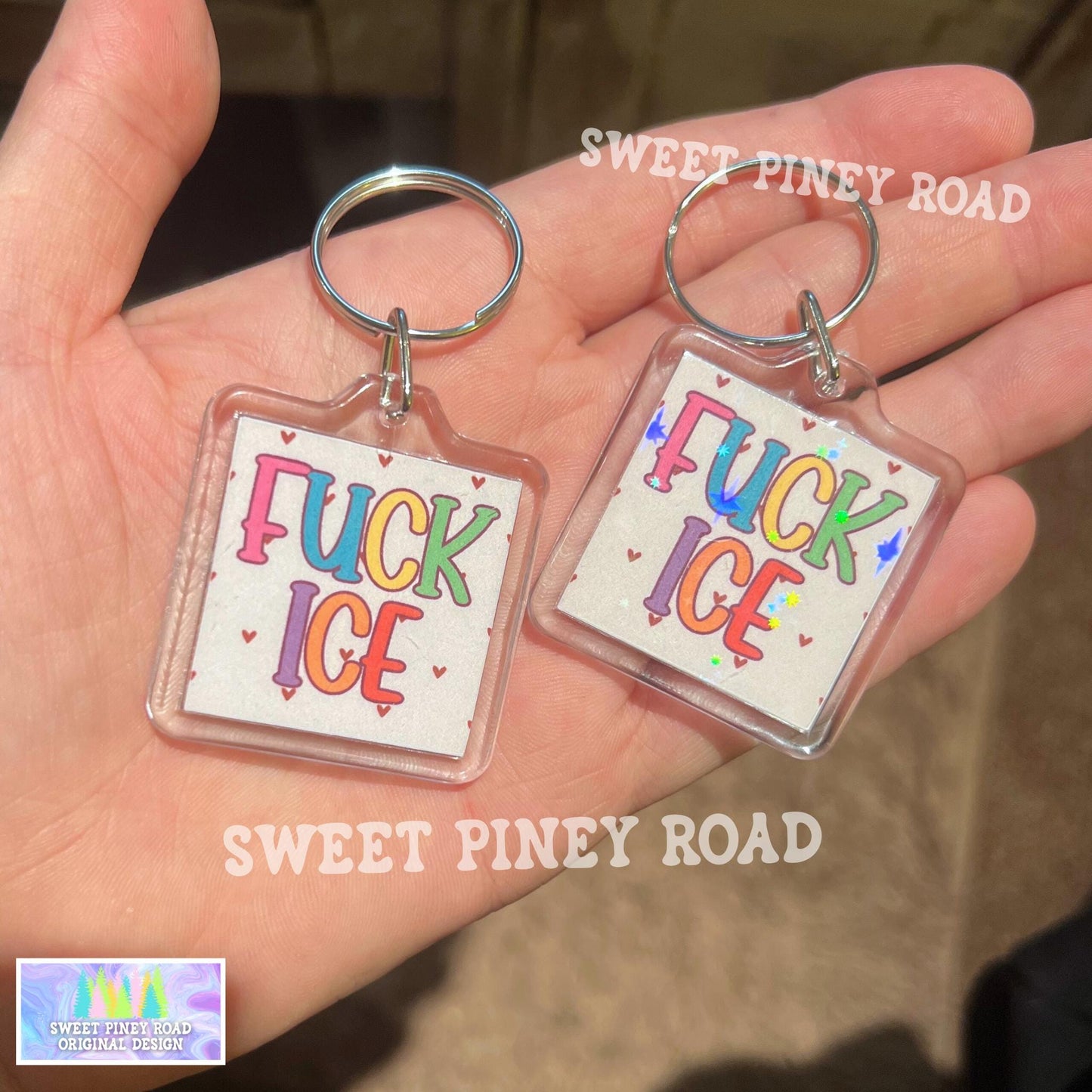 F*ck ICE Heart Keychain, Abolish ICE Political Bag Charm, Chinga La Migra, Anti Trump Protest Tag, FDT Rainbow Y2K Acrylic Key Chains