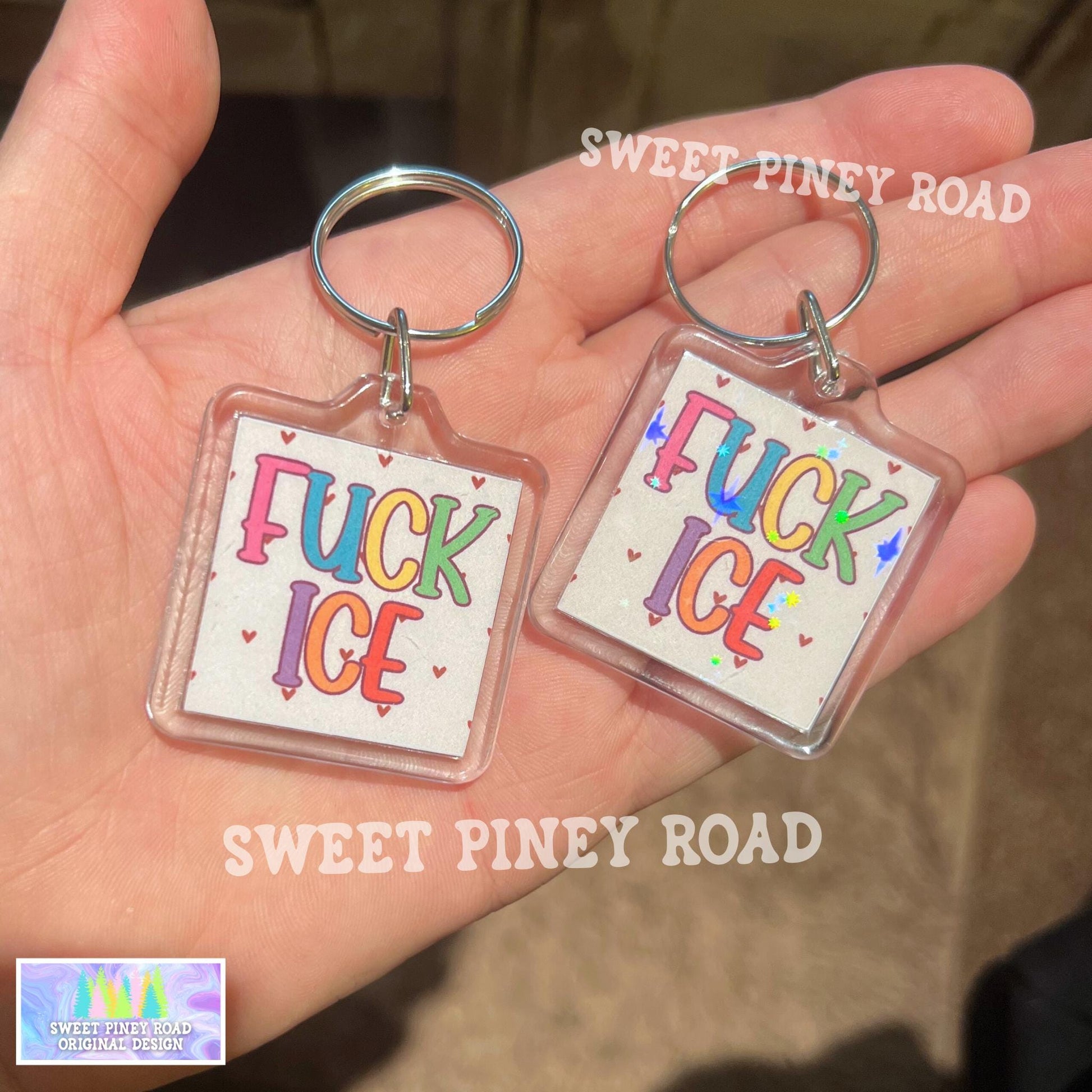 F*ck ICE Heart Keychain, Abolish ICE Political Bag Charm, Chinga La Migra, Anti Trump Protest Tag, FDT Rainbow Y2K Acrylic Key Chains