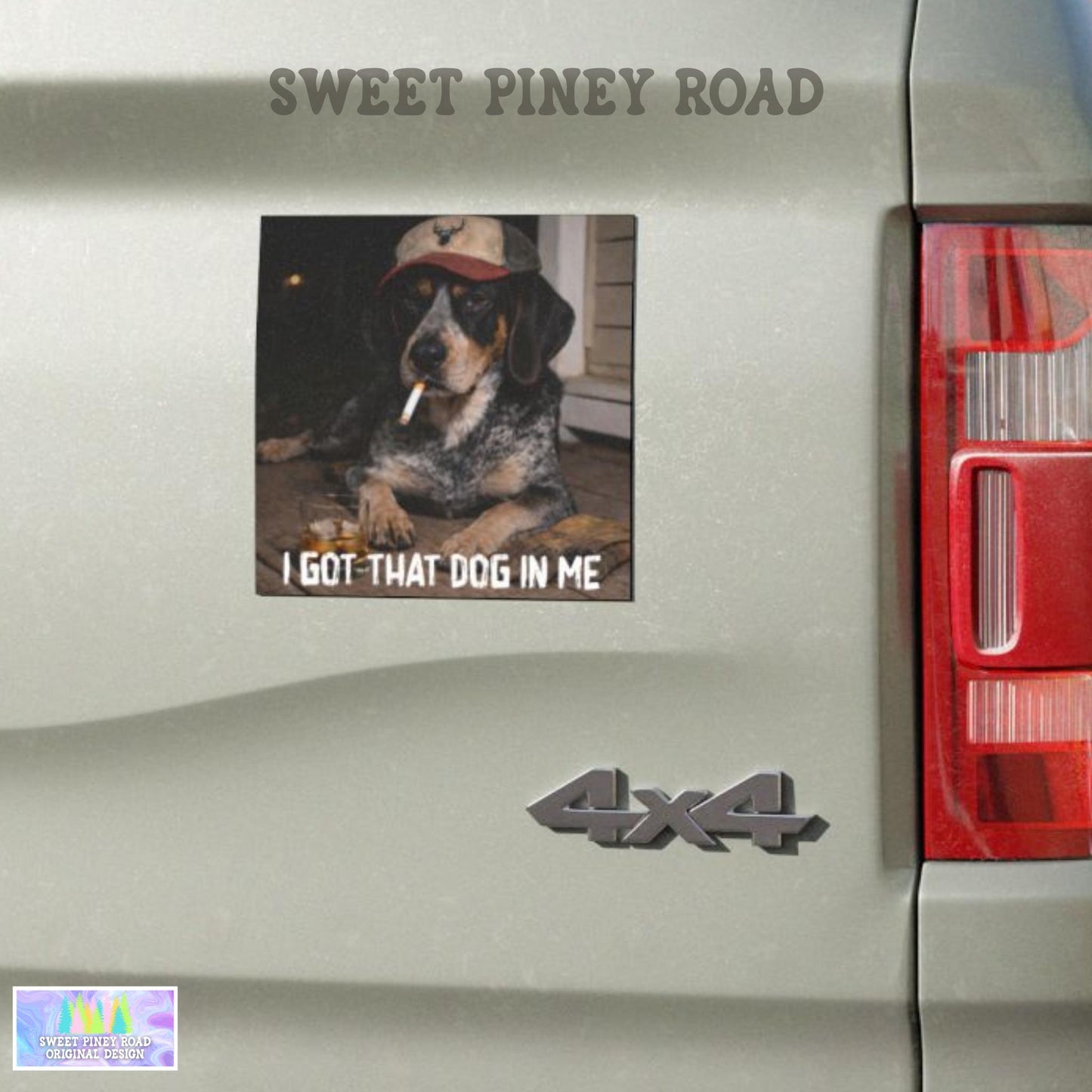 I Got That Dog In Me, Funny Bluetick Coonhound Car Magnet, Dog Dad Truck Blue Collar Man Gag Gift For Husband, Hilarious Coondog Meme Humor