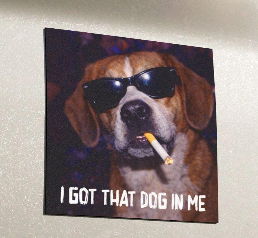 Funny Beagle Car Magnet, Hilarious Smoking Night Club Dogs, Outdoor Waterproof Party Animal Lover Gag Gift, I Got That Dog In Me y2k Dawg