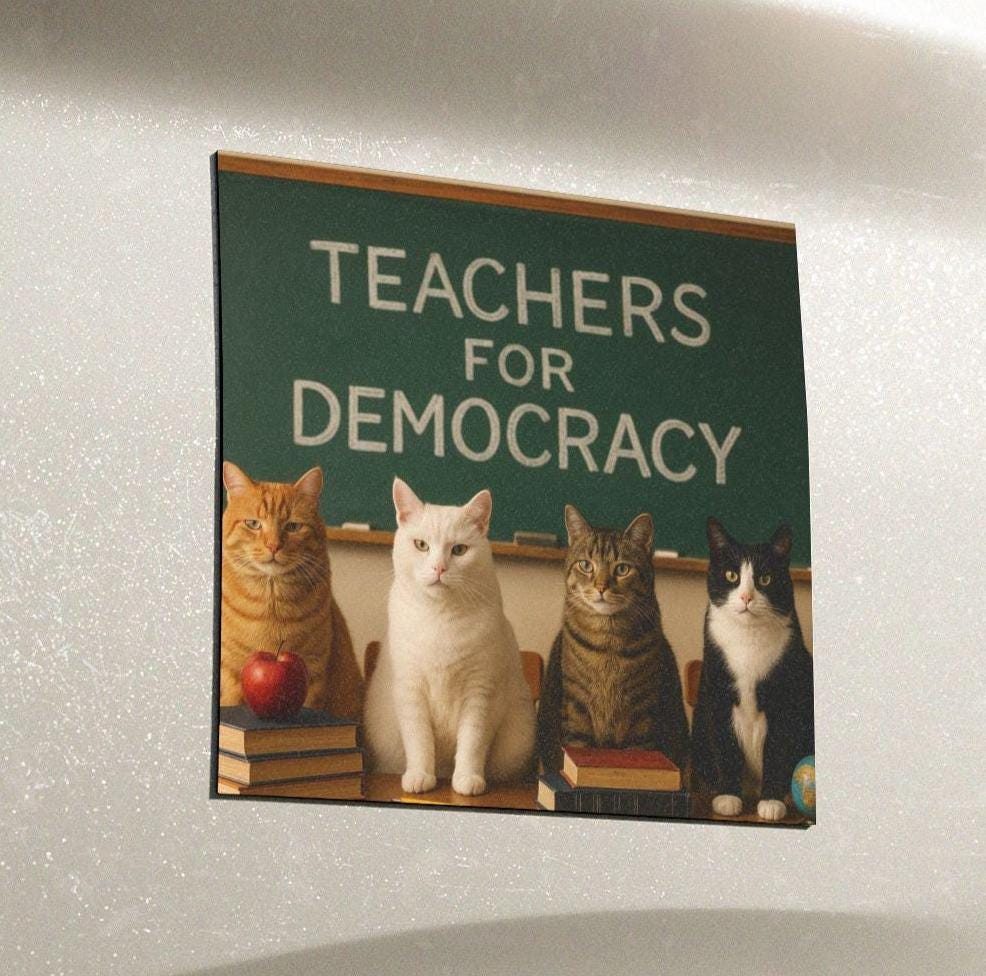 Democratic Cats Car Magnet, Teachers For Democracy Pro-Democracy FDT Bumper Sticker, F*ck Trump Anti MAGA Gifts, Anti-Trump Anti-ICE Protest
