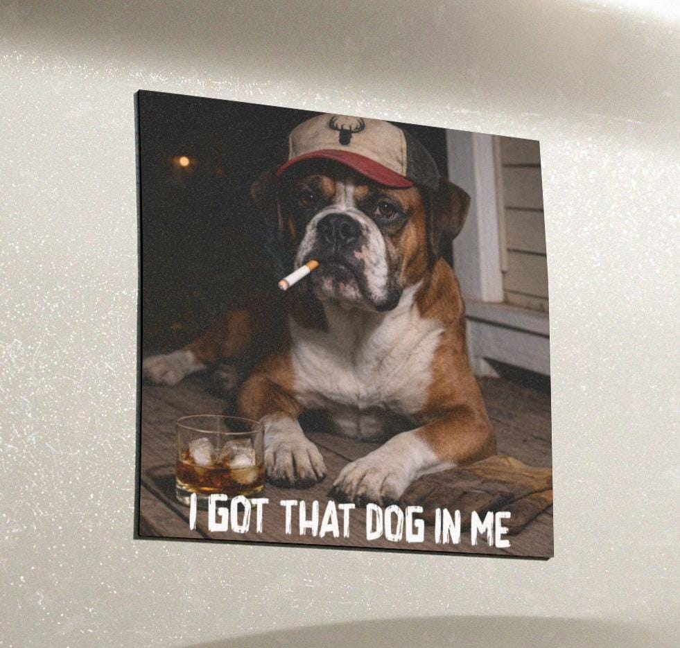 Funny Boxer Car Magnet, Dog Dad Humor Gag Gift, I Got That Dog In Me