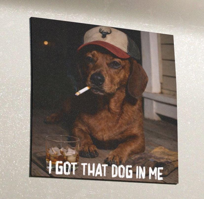 I Got That Dog In Me, Funny Dachshund Car Magnet, Dog Dad Truck Blue Collar Man Gag Gift For Husband, Hilarious Dawg Owner Meme Humor