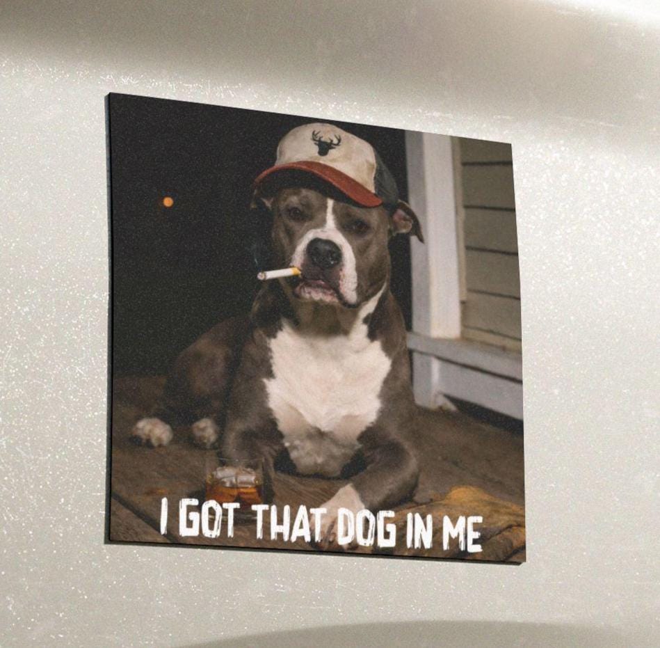 I Got That Dog In Me, Funny Pitbull Car Magnet, Dog Dad Truck Blue Collar Man Gag Gift For Husband, Hilarious Dawg Owner Meme Humor