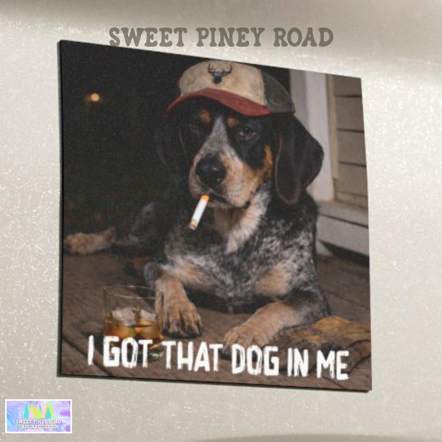 I Got That Dog In Me, Funny Bluetick Coonhound Car Magnet, Dog Dad Truck Blue Collar Man Gag Gift For Husband, Hilarious Coondog Meme Humor