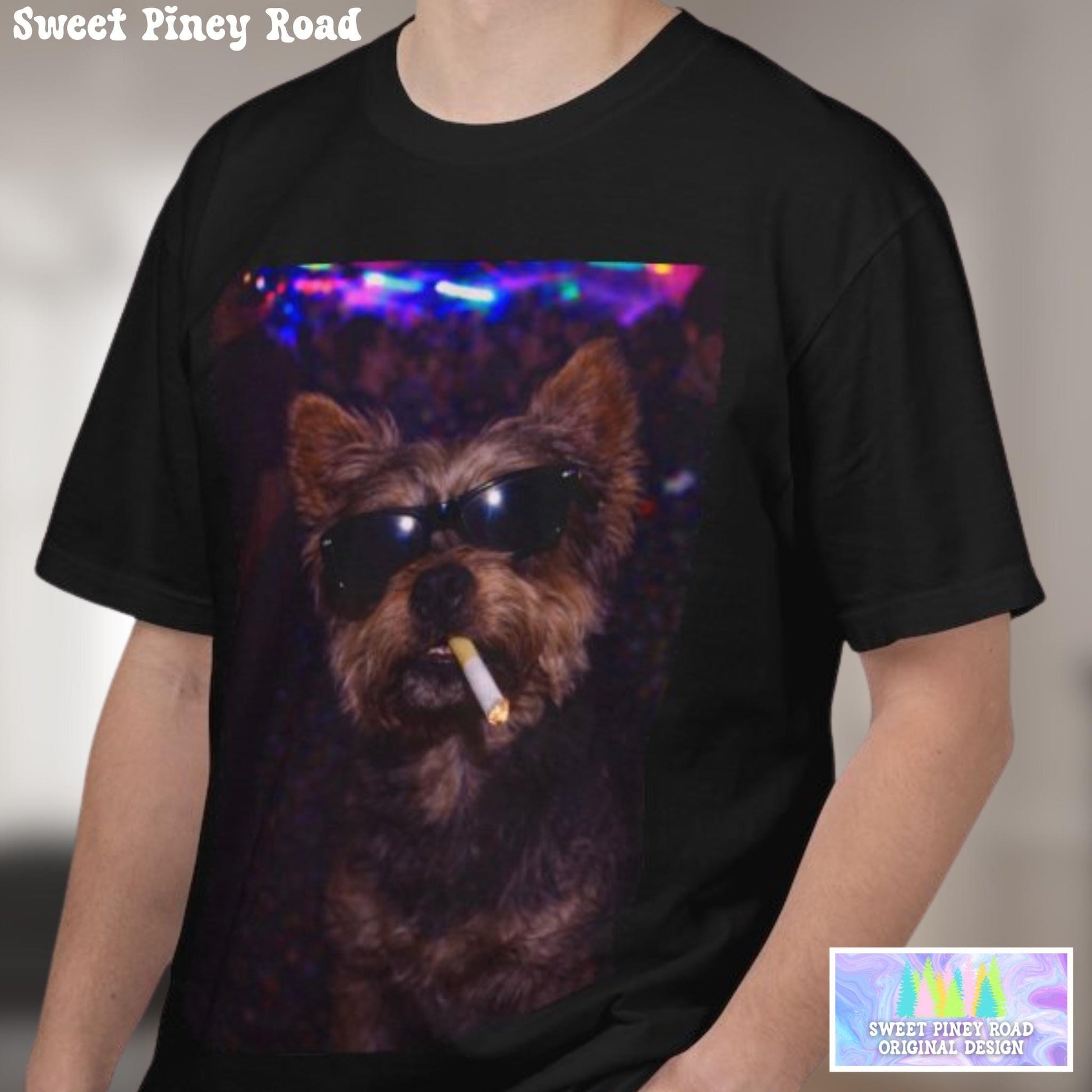 Funny Yorkie Shirt, Hilarious Yorkshire Terrier Dogs Smoking Night Club T-Shirt, Party Animal Tee Gift, I Got That Dog In Me y2k Rave Tshirt