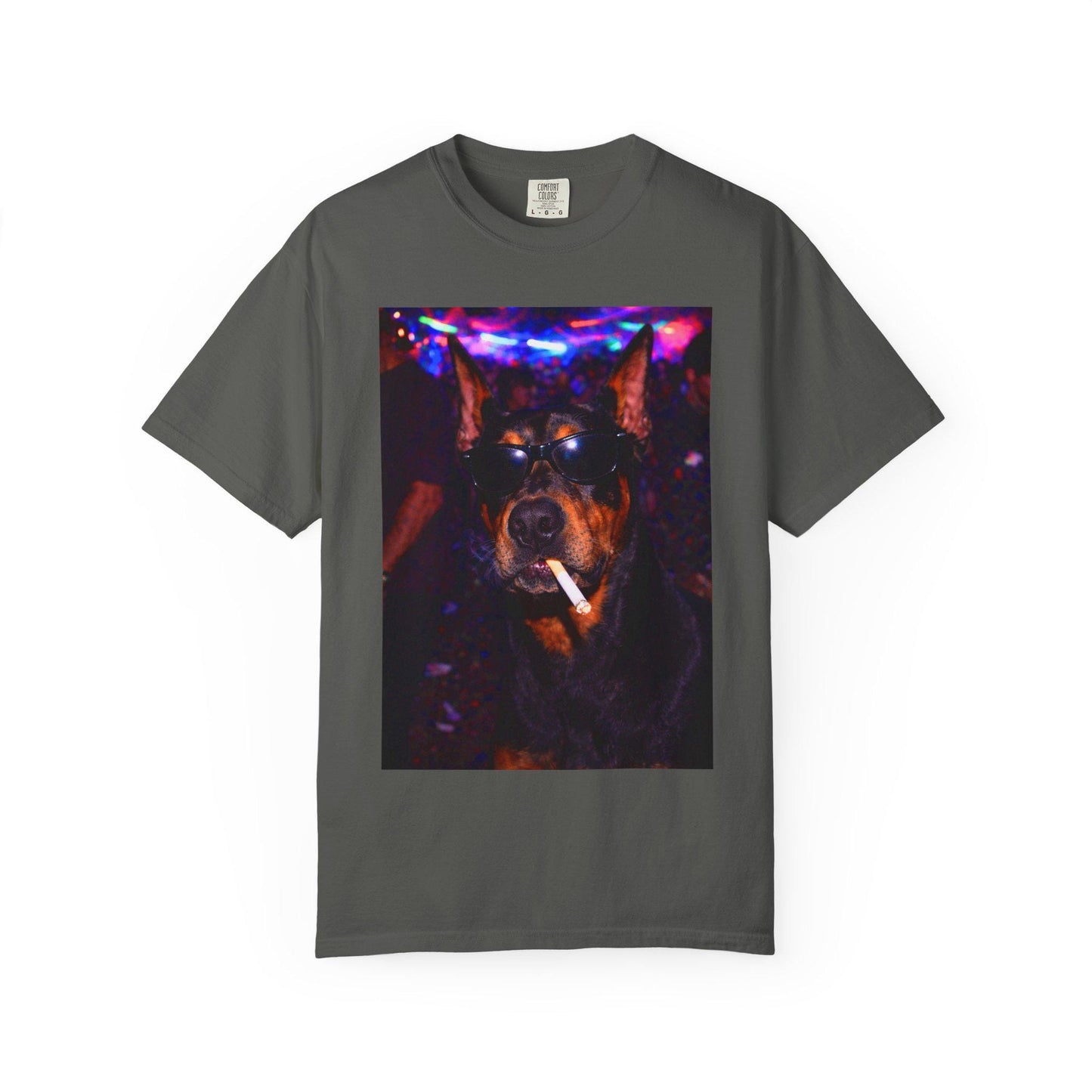 Funny Doberman Shirt, Hilarious Dogs Smoking Night Club T-Shirt, Party Animal Tee Gift, I Got That Dog In Me y2k Rave Themed Tshirt