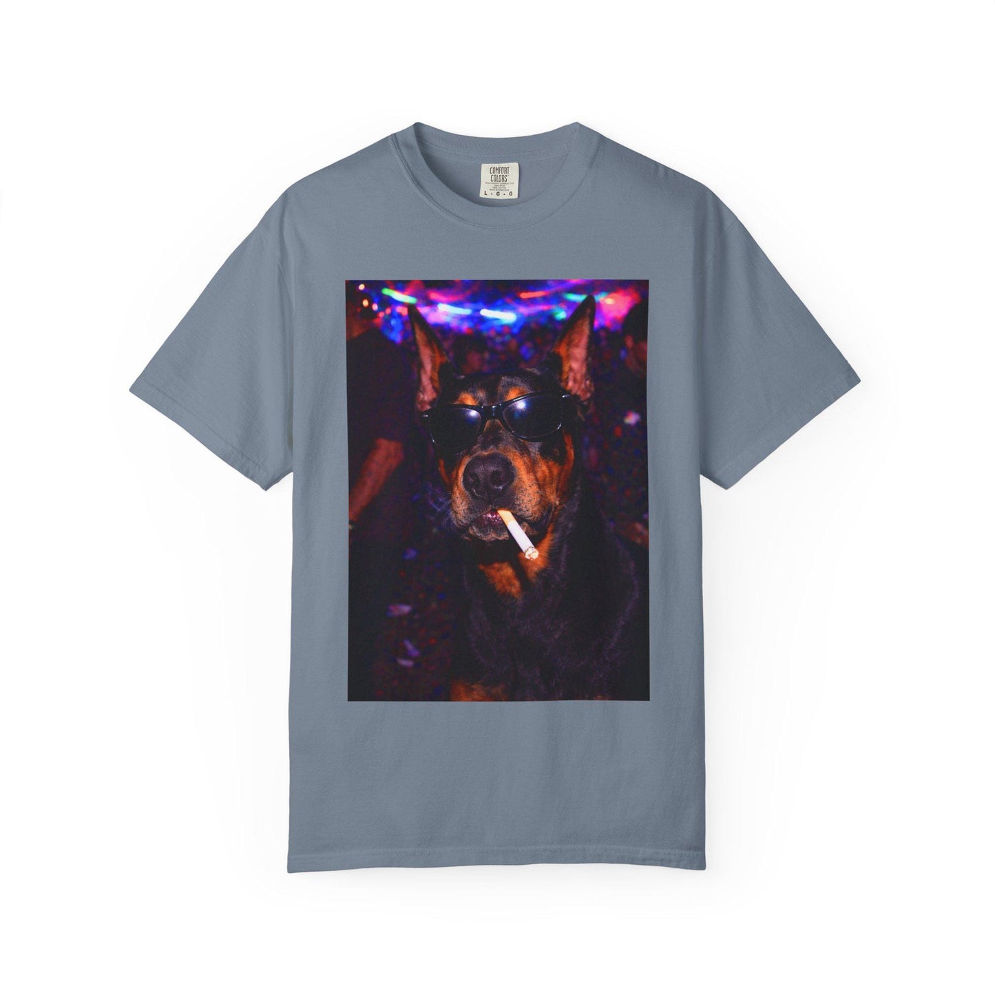 Funny Doberman Shirt, Hilarious Dogs Smoking Night Club T-Shirt, Party Animal Tee Gift, I Got That Dog In Me y2k Rave Themed Tshirt