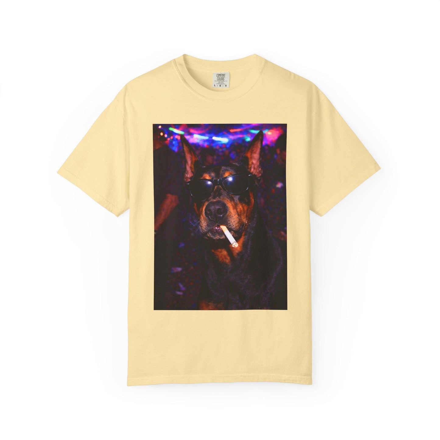 Funny Doberman Shirt, Hilarious Dogs Smoking Night Club T-Shirt, Party Animal Tee Gift, I Got That Dog In Me y2k Rave Themed Tshirt