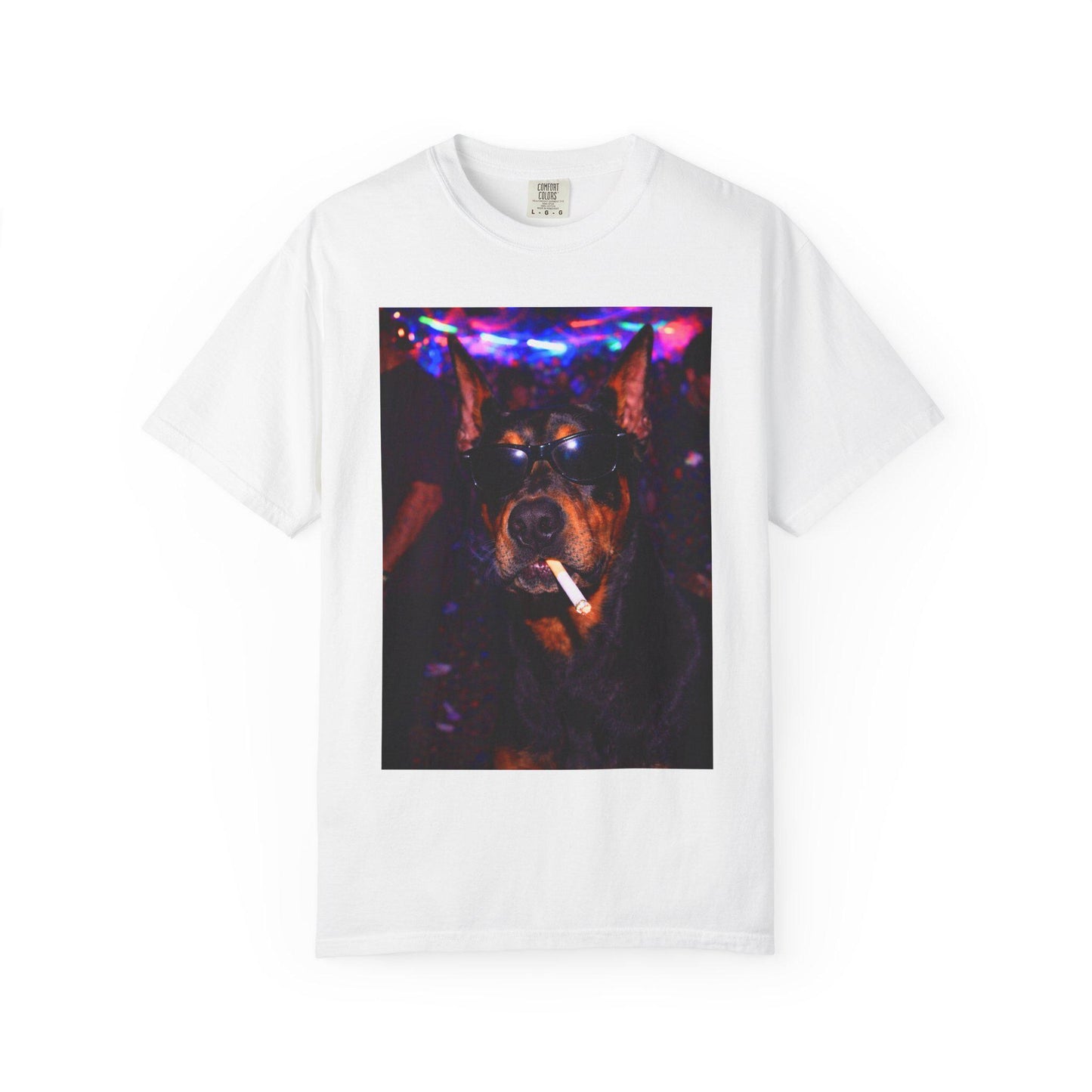 Funny Doberman Shirt, Hilarious Dogs Smoking Night Club T-Shirt, Party Animal Tee Gift, I Got That Dog In Me y2k Rave Themed Tshirt