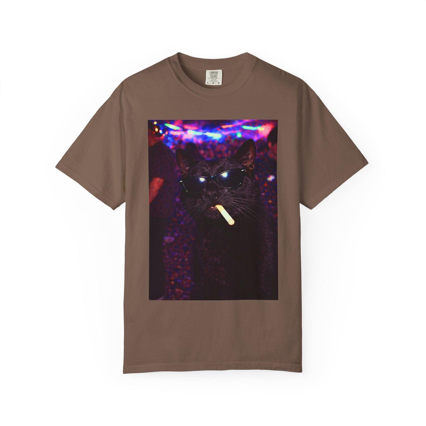 Funny Black Cat Shirt, Hilarious Cats Smoking Night Club T-Shirt, Party Animal Tee Gift, Y2k Rave Kitty Tshirt