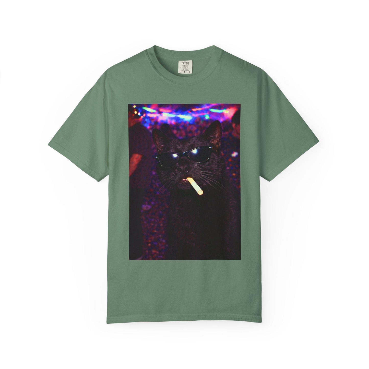 Funny Black Cat Shirt, Hilarious Cats Smoking Night Club T-Shirt, Party Animal Tee Gift, Y2k Rave Kitty Tshirt