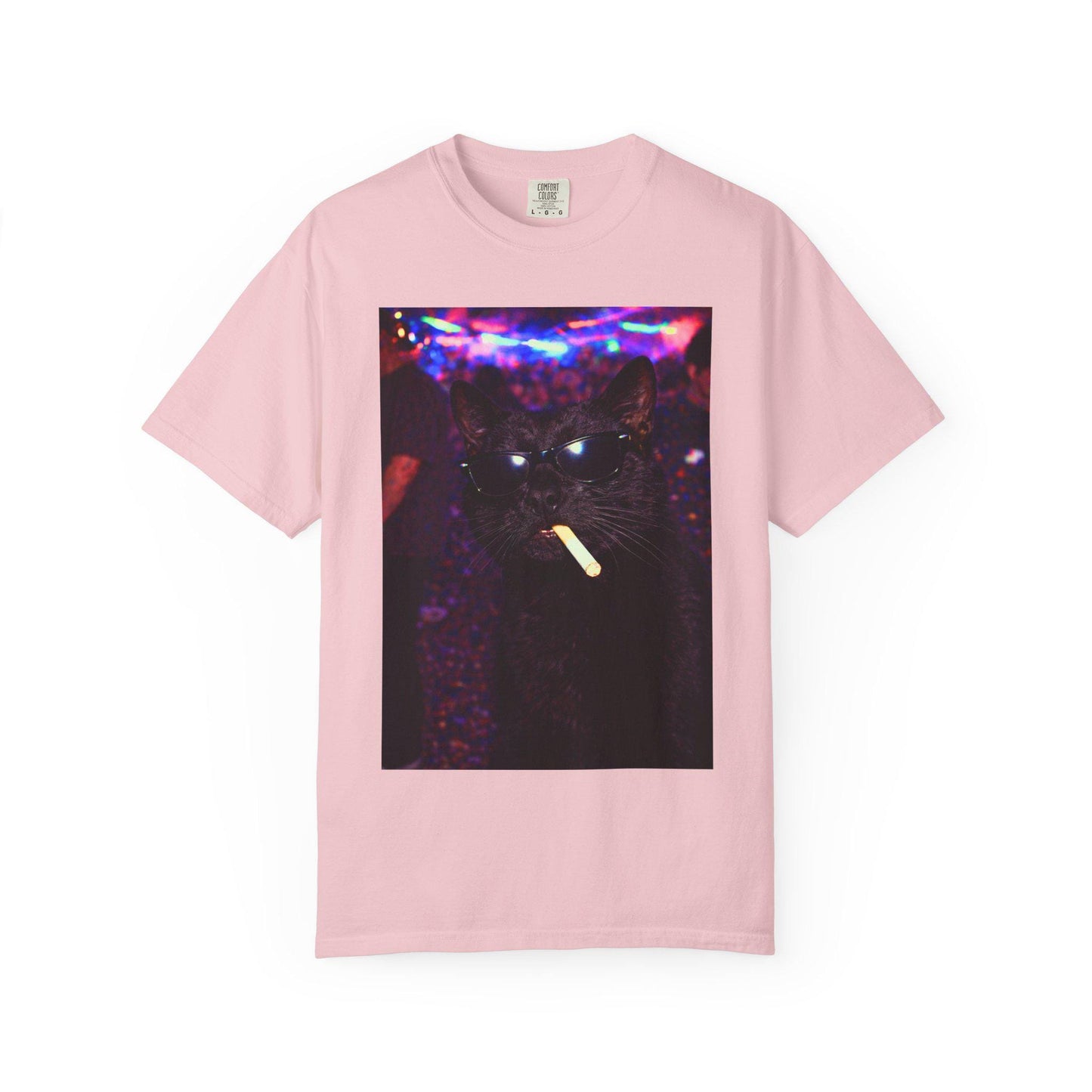 Funny Black Cat Shirt, Hilarious Cats Smoking Night Club T-Shirt, Party Animal Tee Gift, Y2k Rave Kitty Tshirt