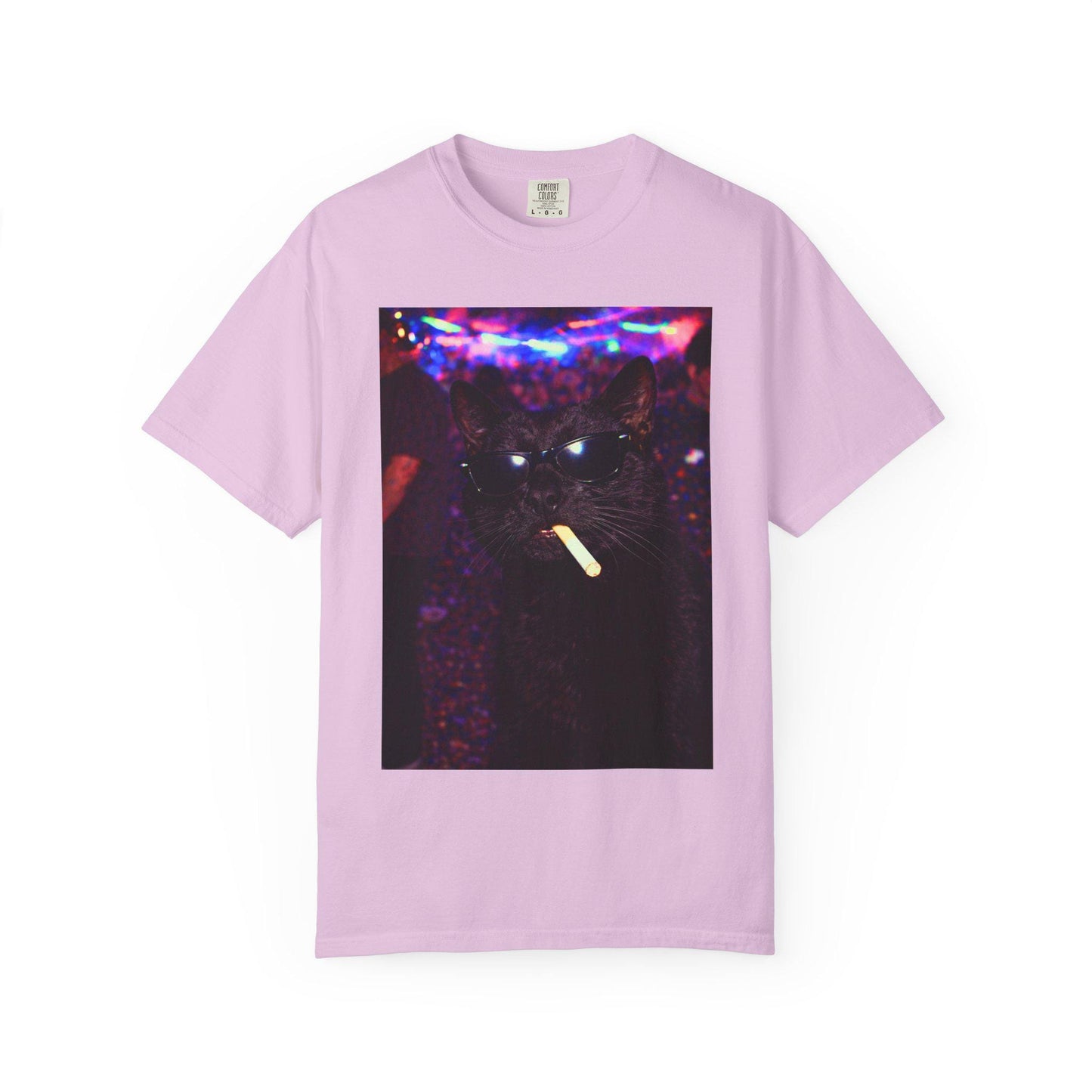 Funny Black Cat Shirt, Hilarious Cats Smoking Night Club T-Shirt, Party Animal Tee Gift, Y2k Rave Kitty Tshirt