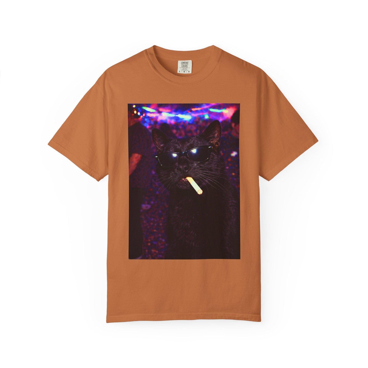 Funny Black Cat Shirt, Hilarious Cats Smoking Night Club T-Shirt, Party Animal Tee Gift, Y2k Rave Kitty Tshirt