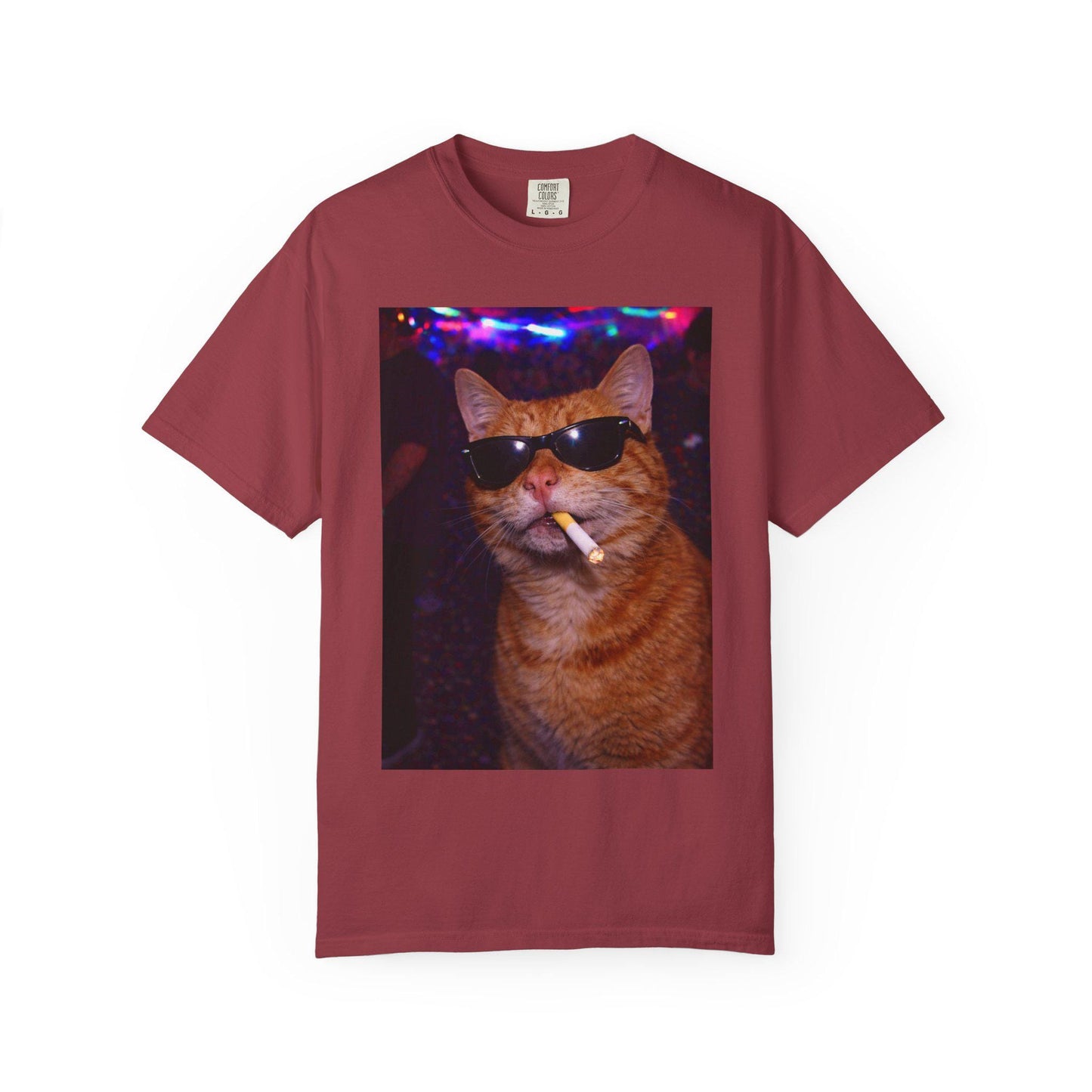 Funny Orange Cat Shirt, Hilarious Cats Smoking Night Club T-Shirt, Party Animal Tee Gift, Y2k Rave Kitty Tshirt