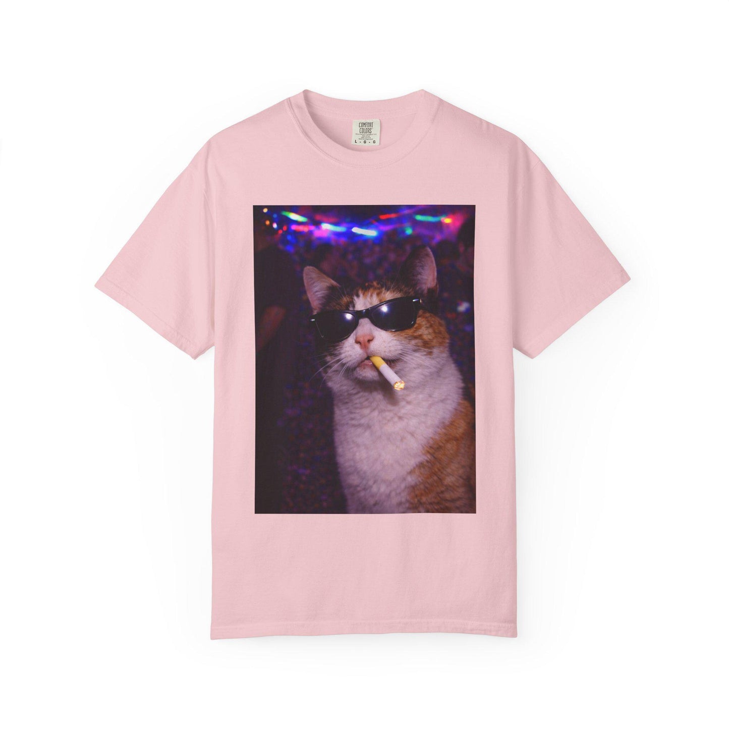 Funny Calico Cat Shirt, Hilarious Cats Smoking Night Club T-Shirt, Party Animal Tee Gift, Y2k Rave Kitty Tshirt