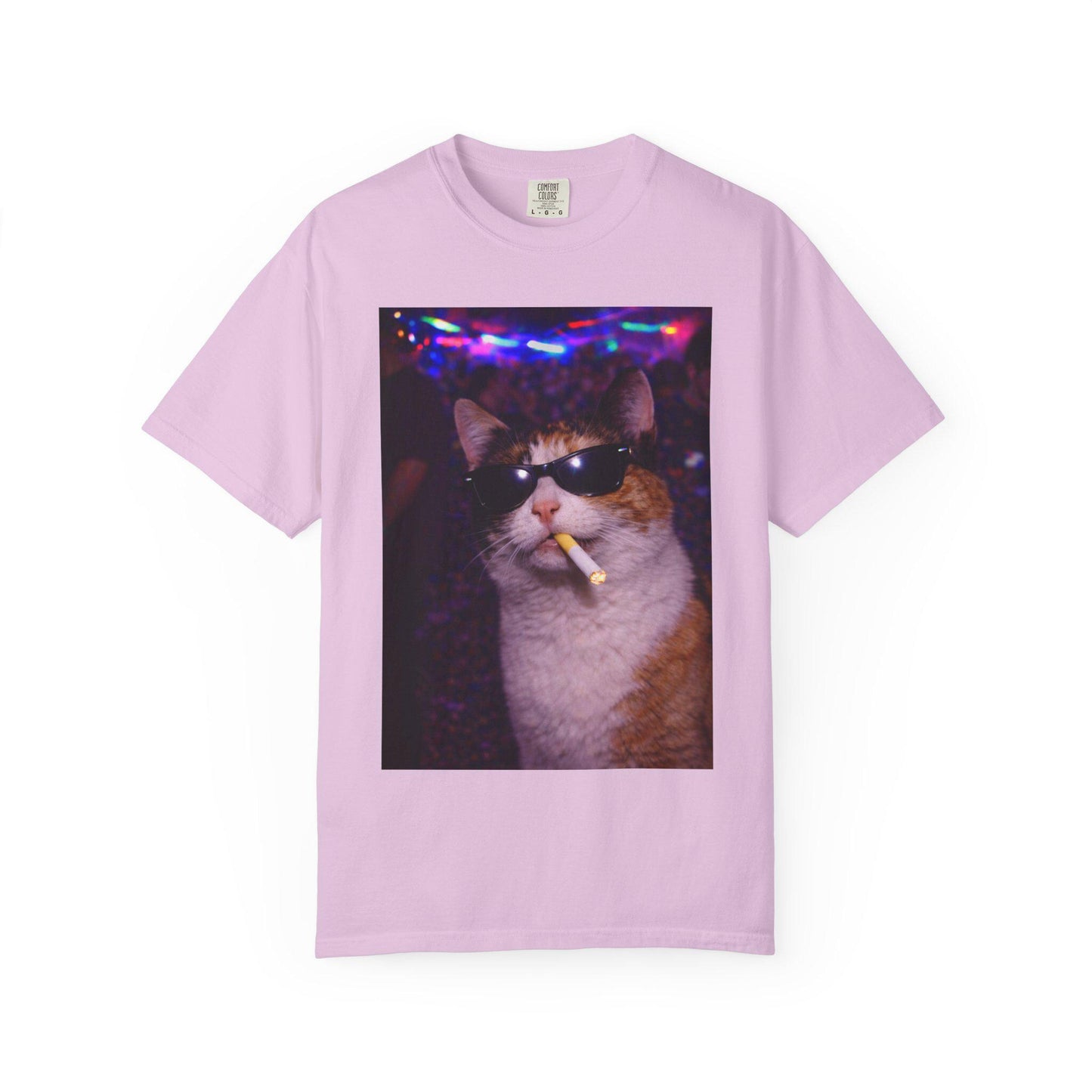 Funny Calico Cat Shirt, Hilarious Cats Smoking Night Club T-Shirt, Party Animal Tee Gift, Y2k Rave Kitty Tshirt