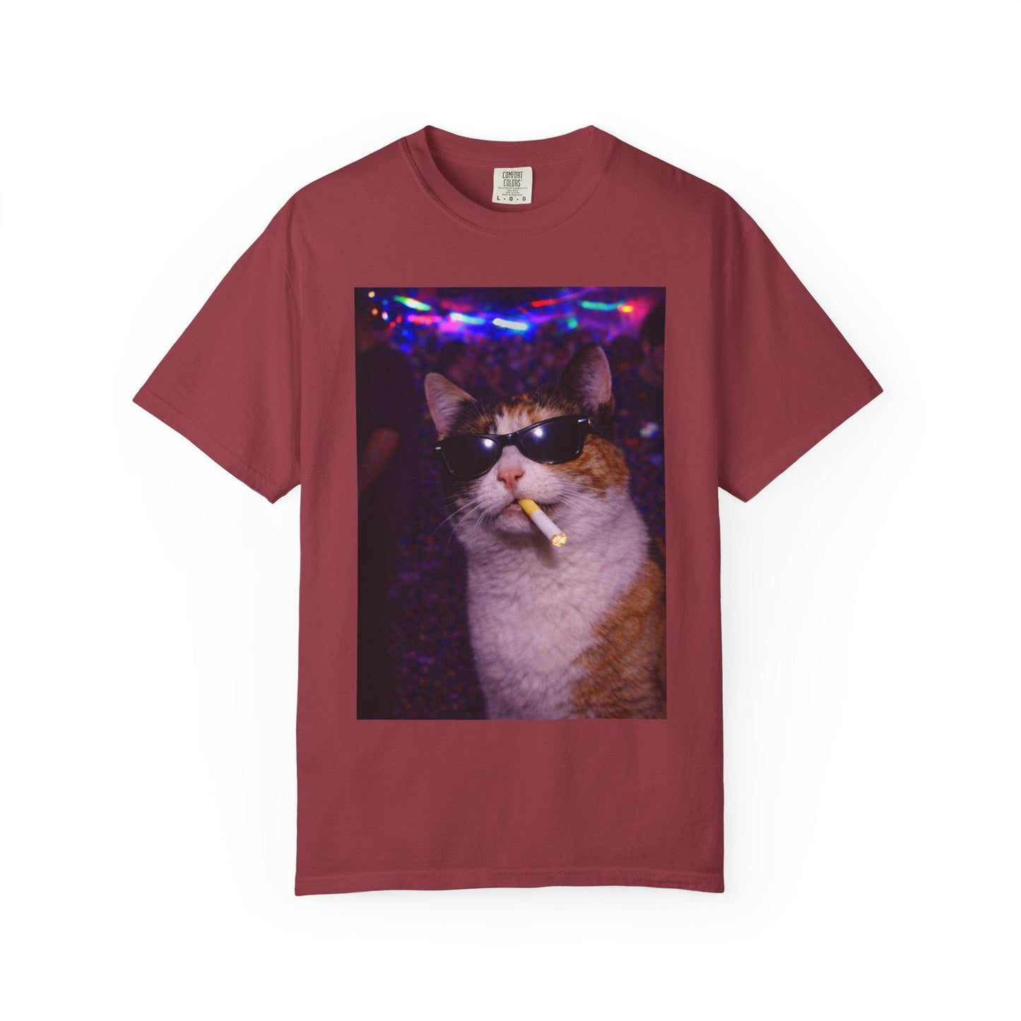 Funny Calico Cat Shirt, Hilarious Cats Smoking Night Club T-Shirt, Party Animal Tee Gift, Y2k Rave Kitty Tshirt
