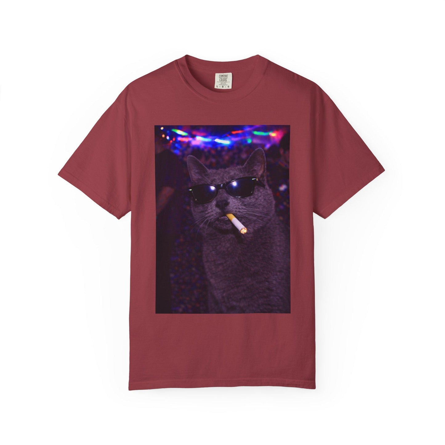 Funny Grey Cat Shirt, Hilarious Gray Cats Smoking Night Club T-Shirt, Party Animal Tee Gift, Y2k Rave Kitty Tshirt