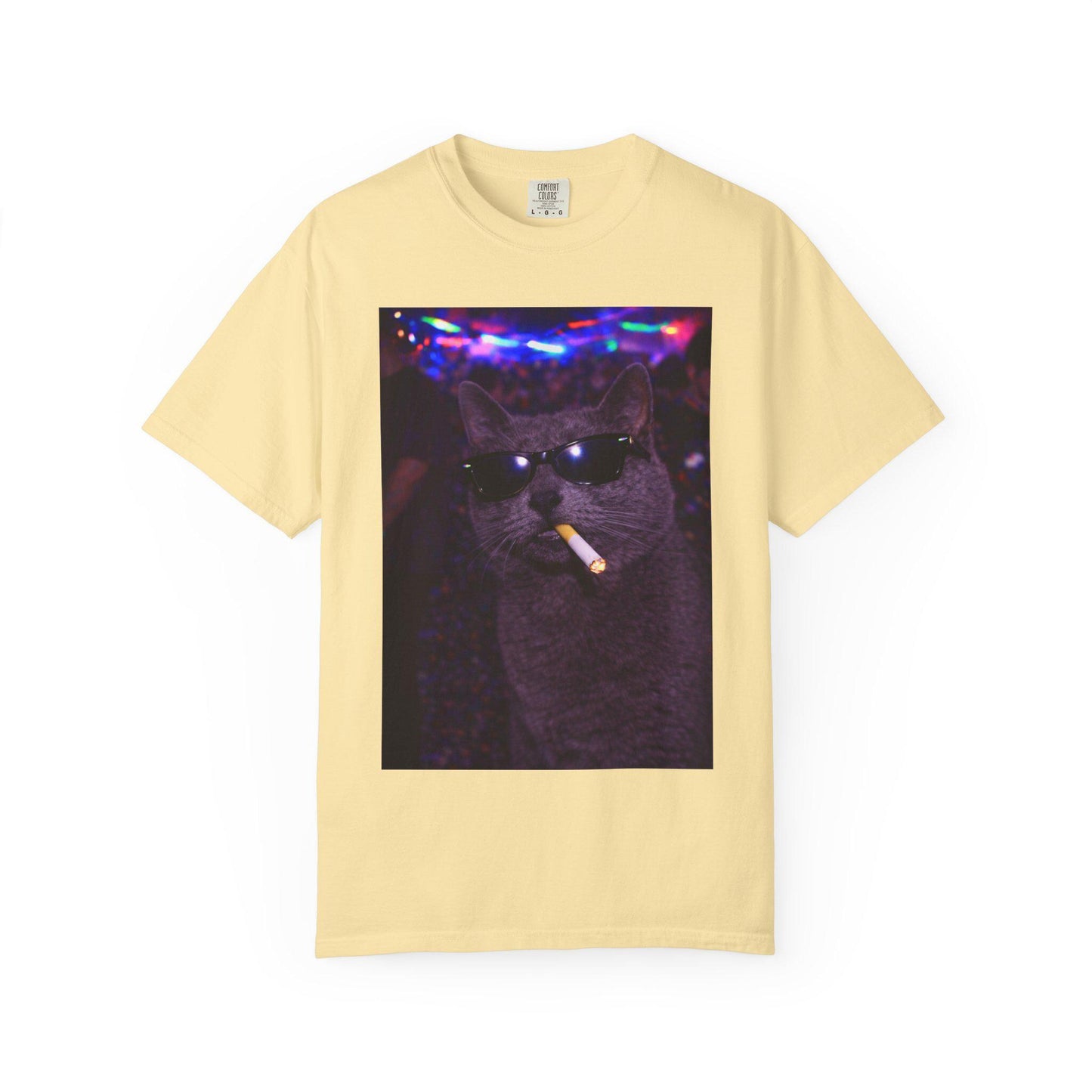 Funny Grey Cat Shirt, Hilarious Gray Cats Smoking Night Club T-Shirt, Party Animal Tee Gift, Y2k Rave Kitty Tshirt