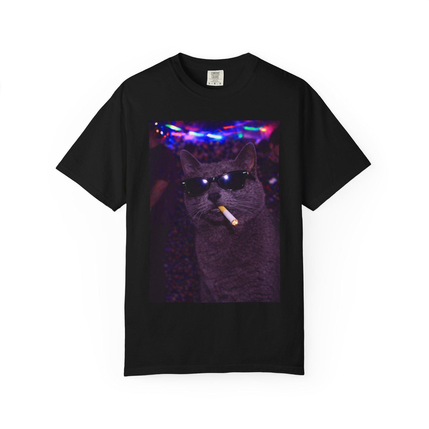 Funny Grey Cat Shirt, Hilarious Gray Cats Smoking Night Club T-Shirt, Party Animal Tee Gift, Y2k Rave Kitty Tshirt