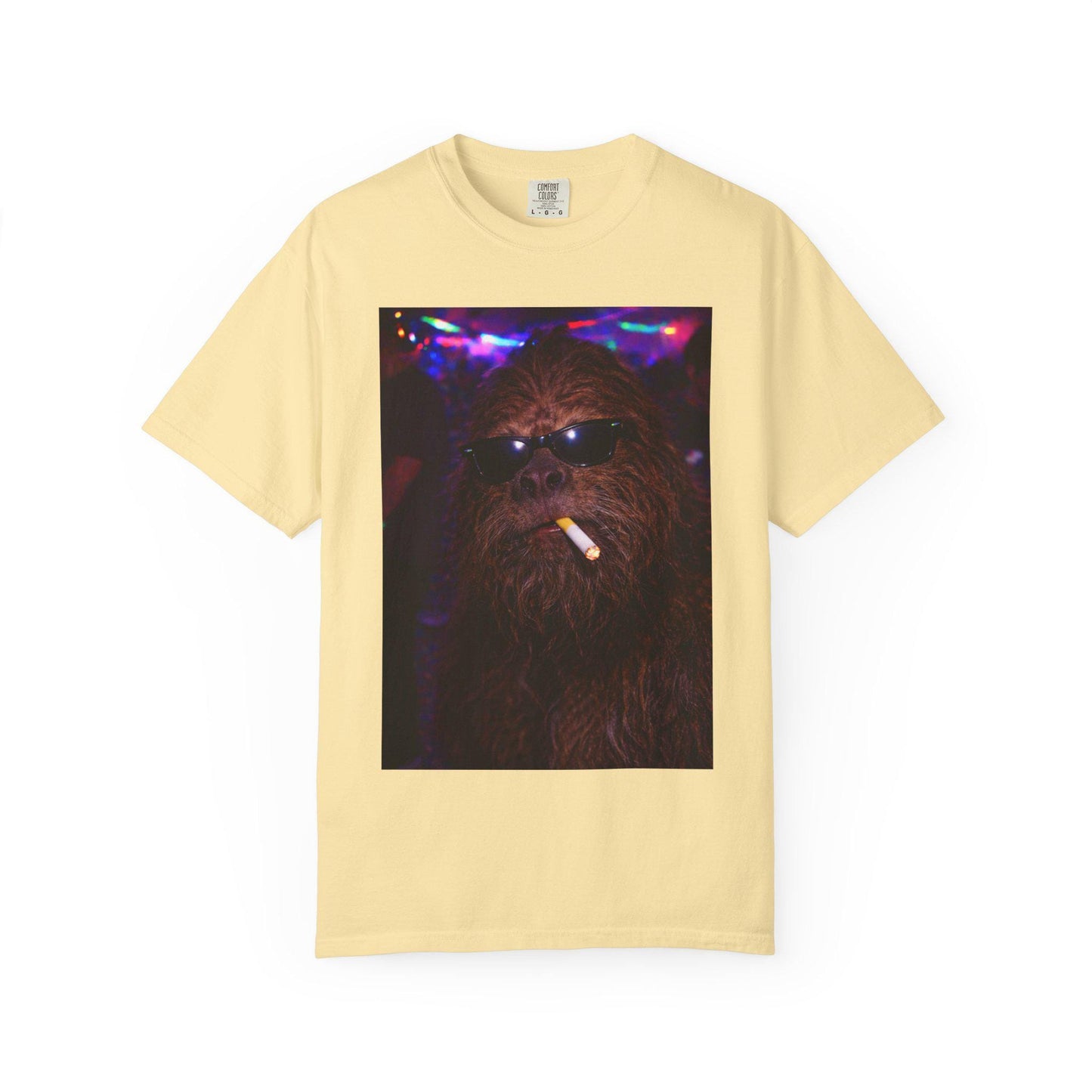 Funny Bigfoot Shirt, Hilarious Sasquatch Smoking Night Club T-Shirt, Party Animal Tee Gift, Y2k Nightlife Rave Tshirt