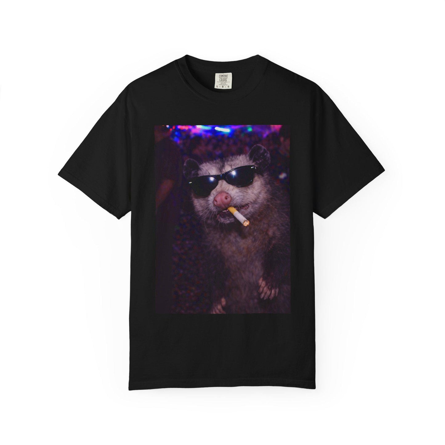 Funny Possum Shirt, Hilarious Opossum Smoking Night Club T-Shirt, Party Animal Tee Gift, Y2k Nightlife Rave Tshirt