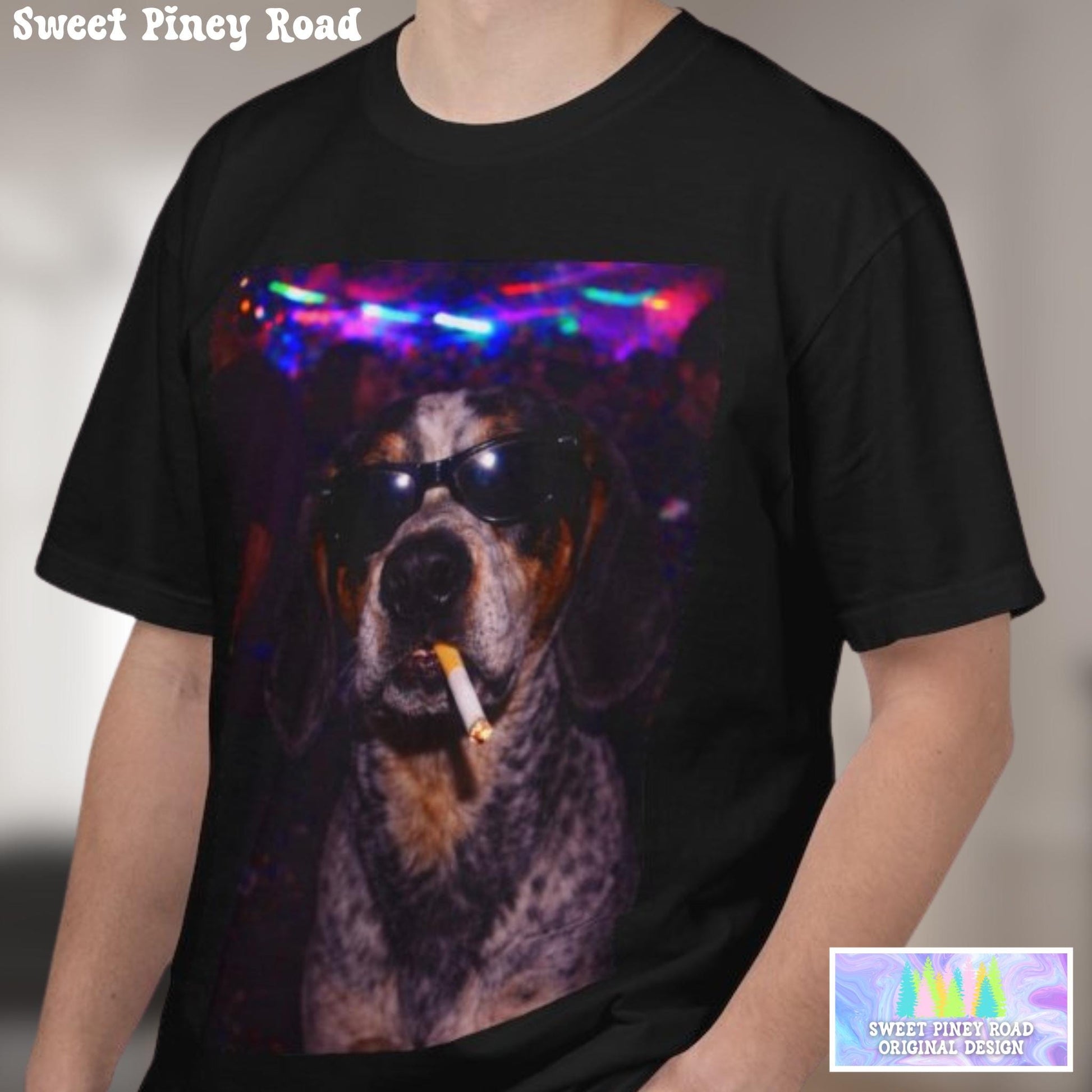 Funny Coonhound Shirt, Hilarious Blue Tick Dogs Smoking Night Club T-Shirt, Party Animal Tee Gift, I Got That Dog In Me y2k Rave Tshirt