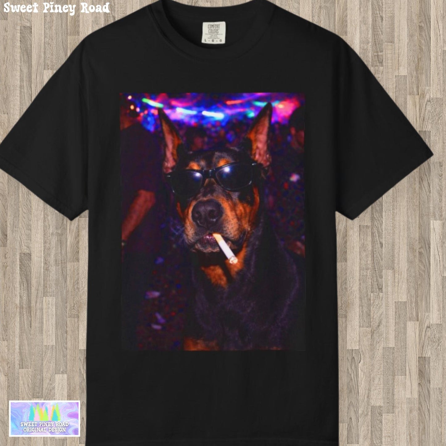 Funny Doberman Shirt, Hilarious Dogs Smoking Night Club T-Shirt, Party Animal Tee Gift, I Got That Dog In Me y2k Rave Themed Tshirt