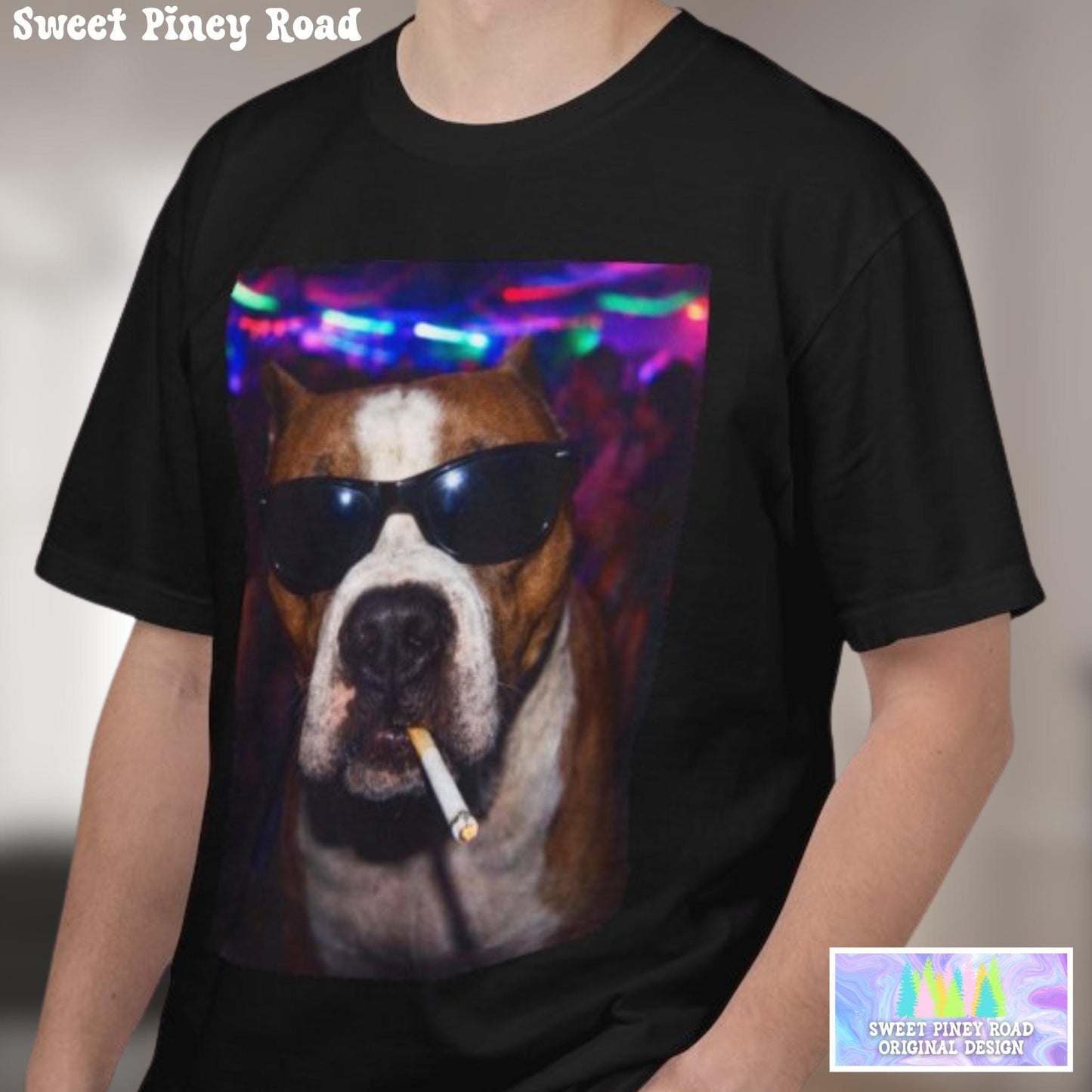 Funny Pitbull Shirt, Hilarious Bully Dogs Smoking Night Club T-Shirt, Party Animal Tee Gift, I Got That Dog In Me y2k Rave Themed Tshirt