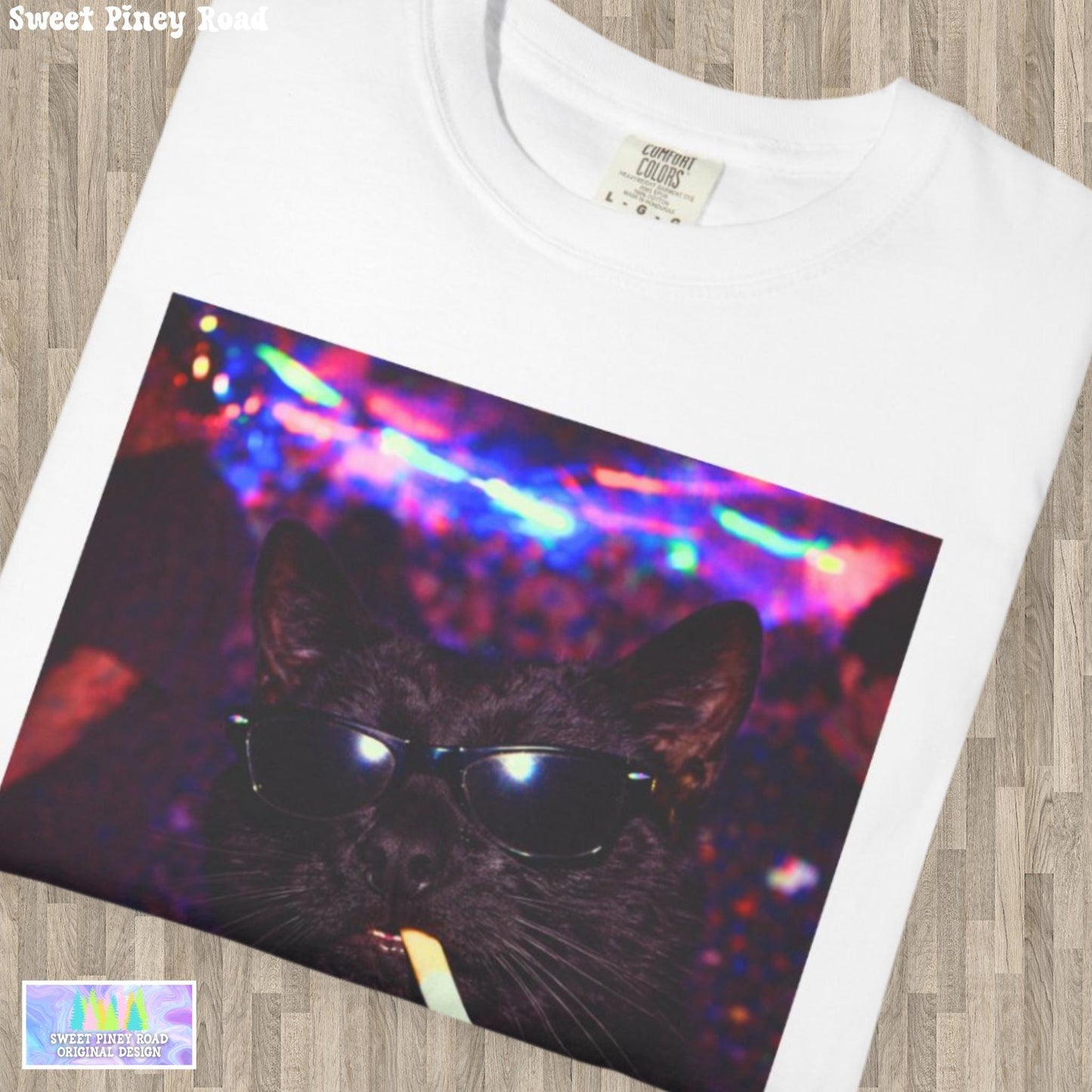 Funny Black Cat Shirt, Hilarious Cats Smoking Night Club T-Shirt, Party Animal Tee Gift, Y2k Rave Kitty Tshirt