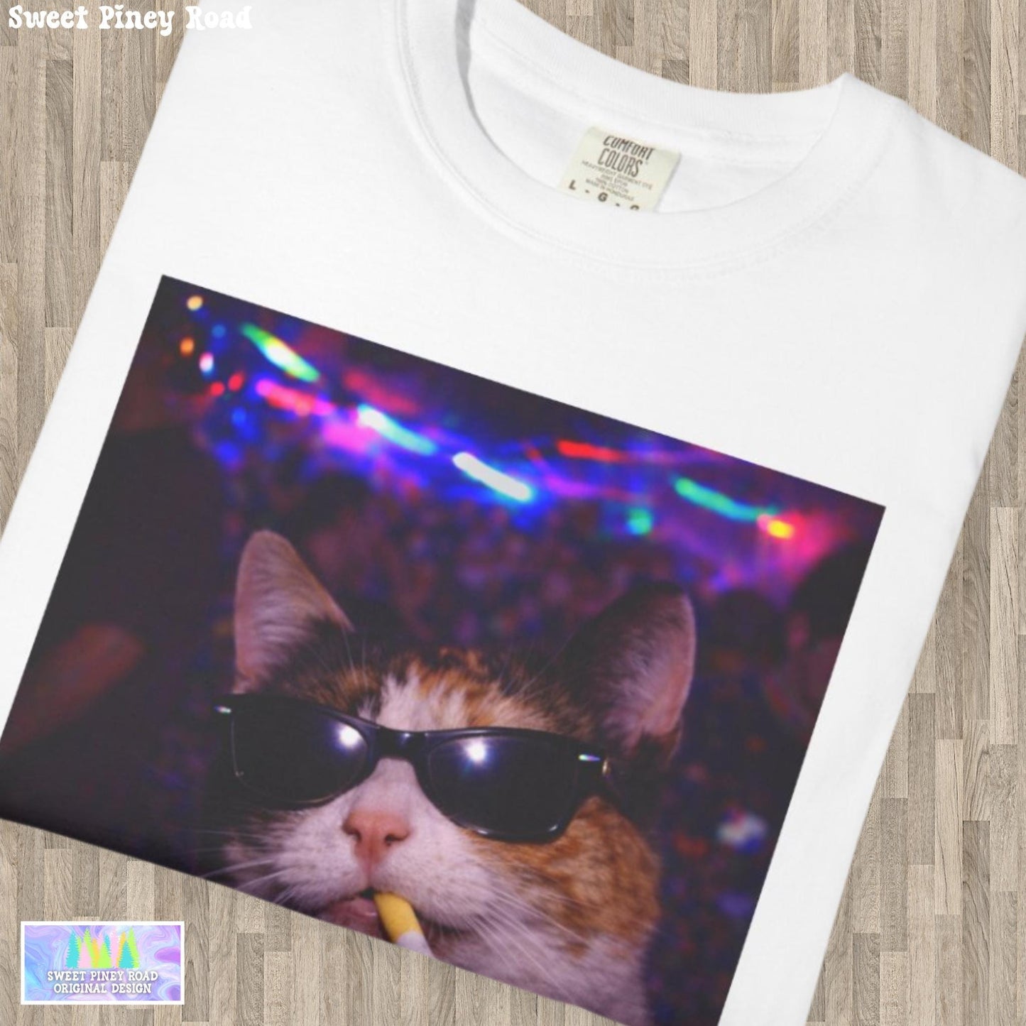 Funny Calico Cat Shirt, Hilarious Cats Smoking Night Club T-Shirt, Party Animal Tee Gift, Y2k Rave Kitty Tshirt