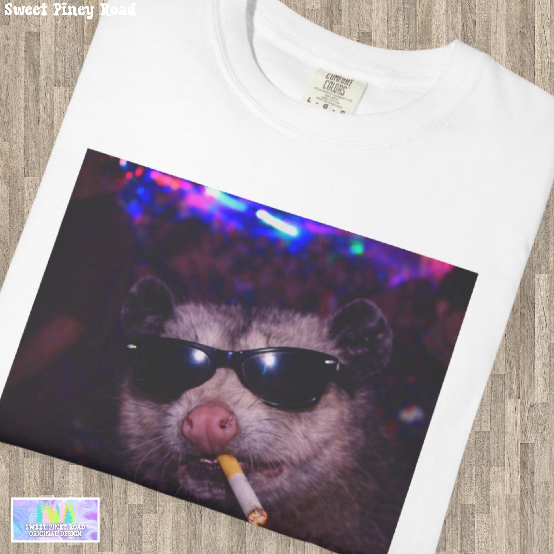 Funny Possum Shirt, Hilarious Opossum Smoking Night Club T-Shirt, Party Animal Tee Gift, Y2k Nightlife Rave Tshirt