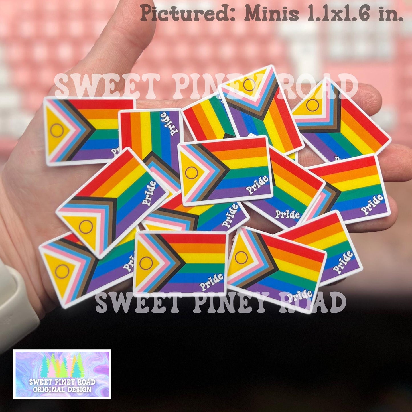 Intersex-inclusive Progress Flag Sticker Pack, Gay LGBTQIA+ Glossy Rainbow Stickers, Pride Parade and Festival Handouts