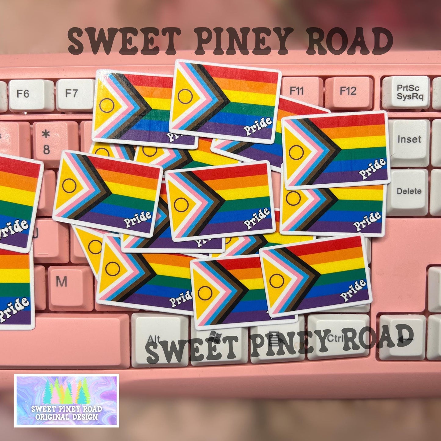 Intersex-inclusive Progress Flag Sticker Pack, Gay LGBTQIA+ Glossy Rainbow Stickers, Pride Parade and Festival Handouts
