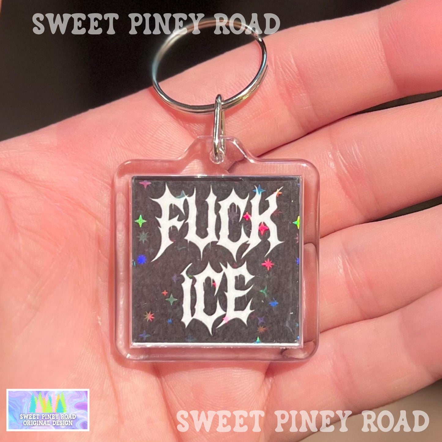 F*ck ICE Metalcore Keychain, Goth Abolish ICE Political Bag Charm, Gothic Chinga La Migra, Anti Trump Protest Bag Tag, FDT Democrat Acrylic
