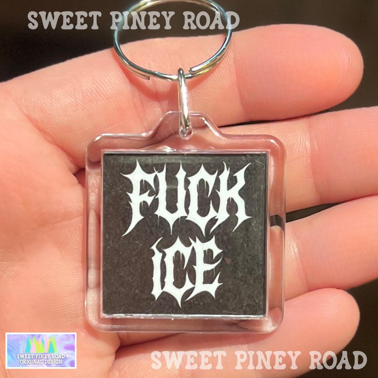 F*ck ICE Metalcore Keychain, Goth Abolish ICE Political Bag Charm, Gothic Chinga La Migra, Anti Trump Protest Bag Tag, FDT Democrat Acrylic